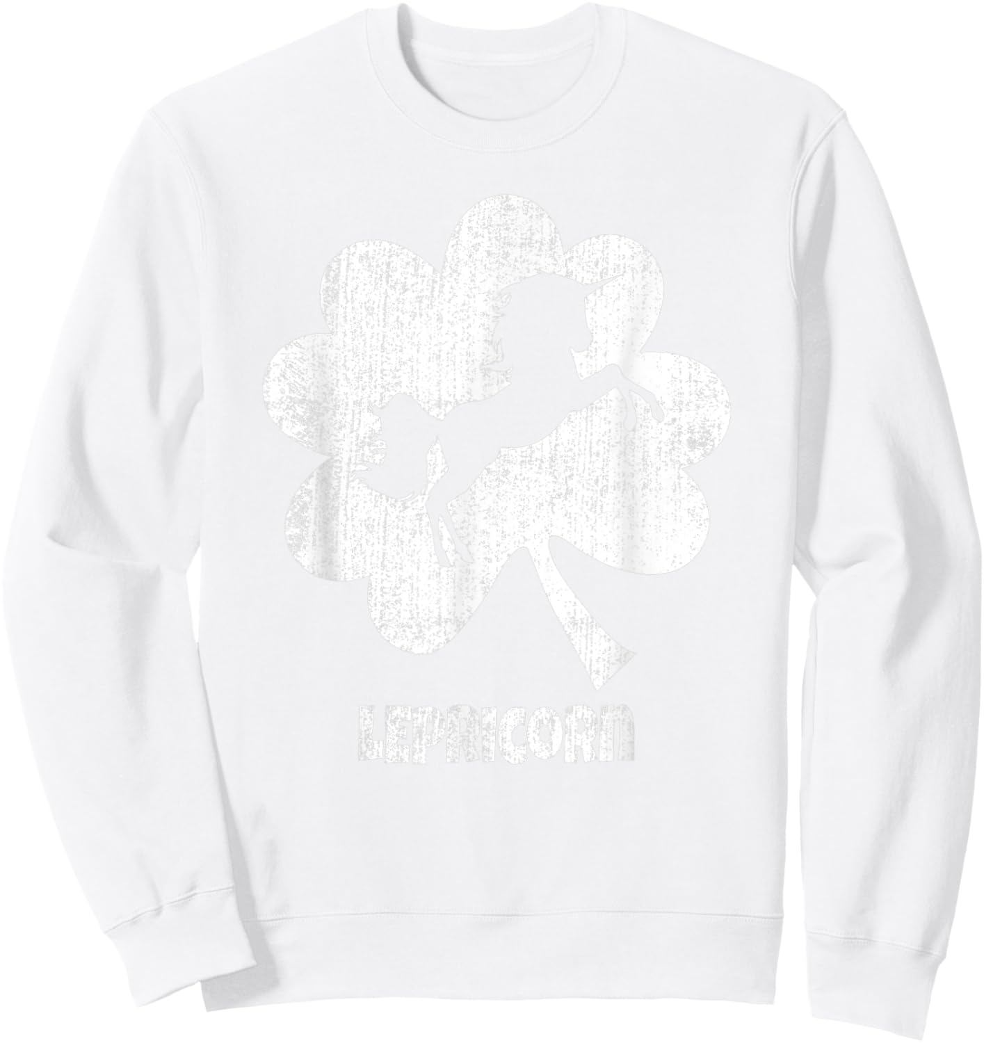 Unicorn St Patricks Day Lepricorn Silhouette Girl Women Sweatshirt - Sweatshirt | White