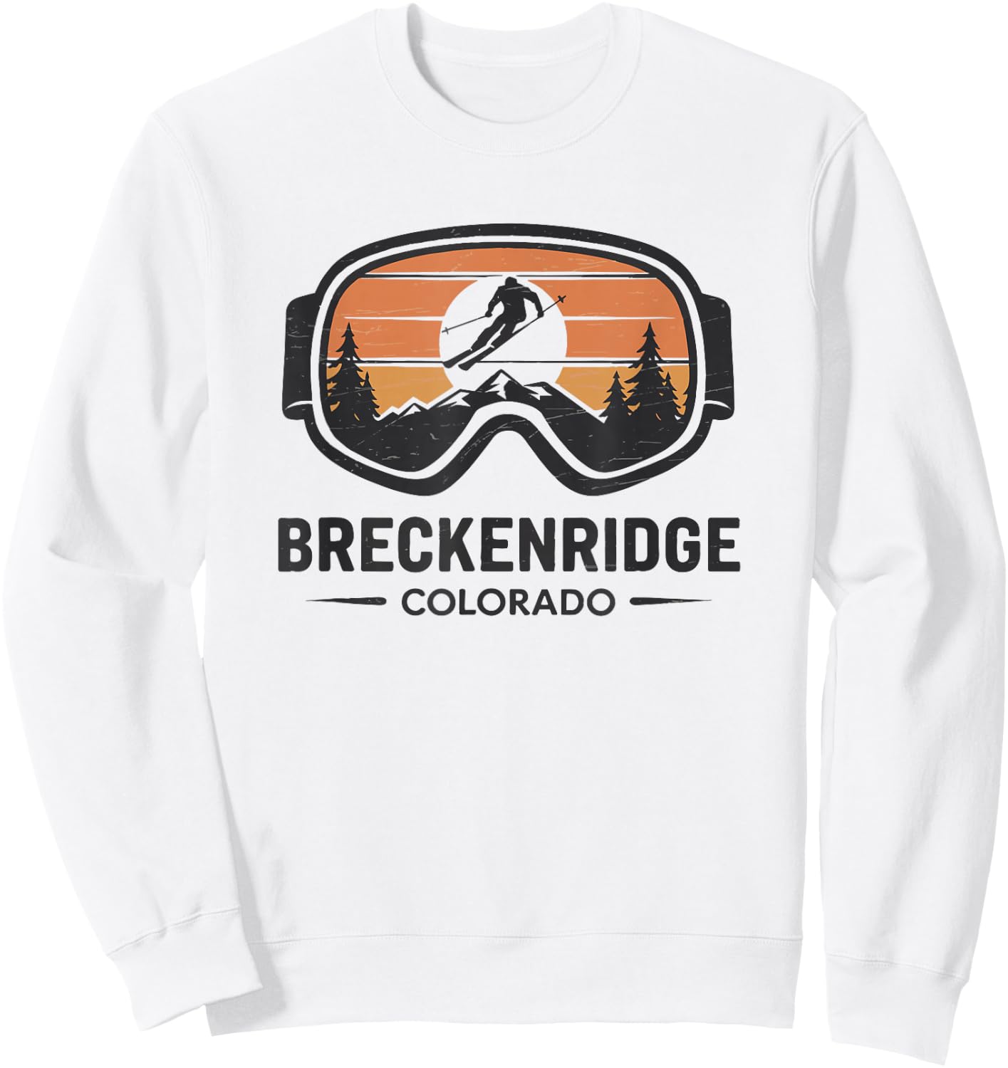 Breckenridge Colorado Ski Resort Retro Ski Sweatshirt - Sweatshirt | White
