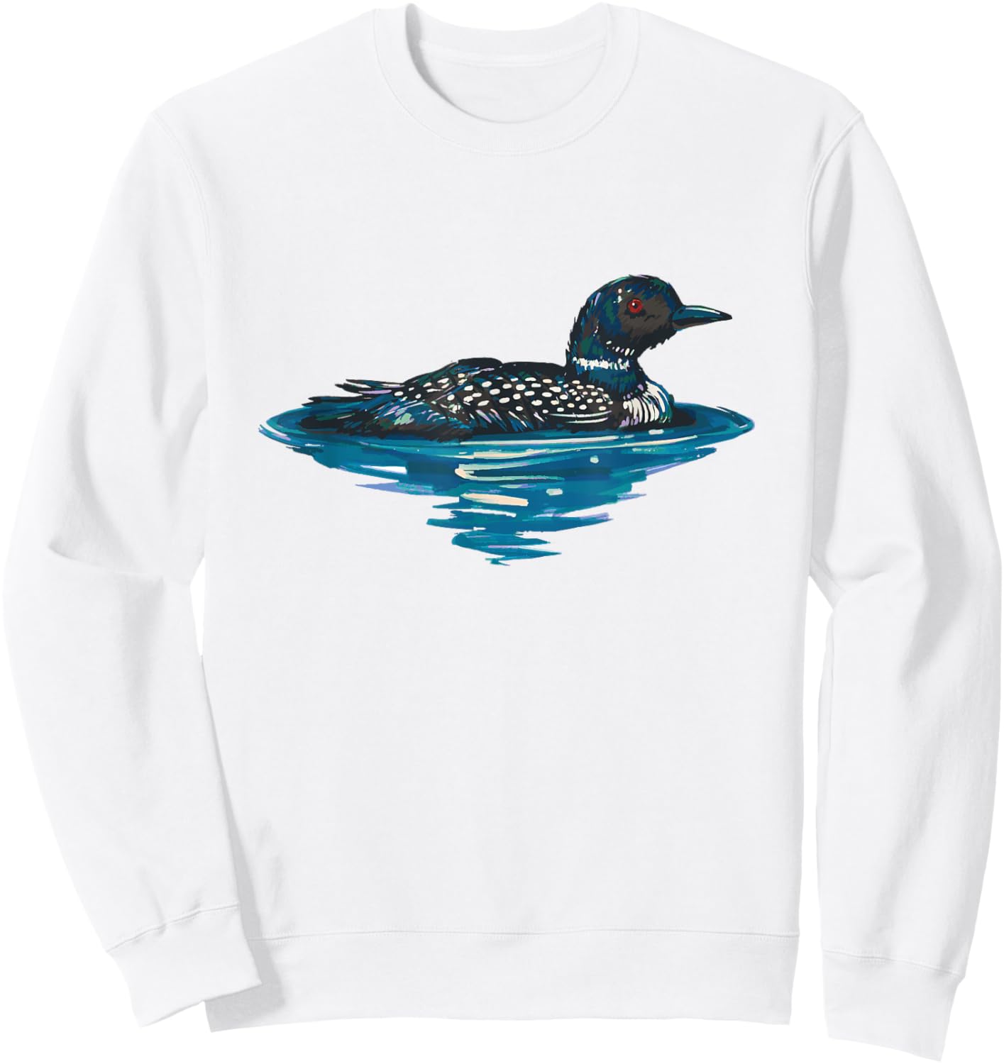 Loon Bird Painting Duck Lake Sweatshirt - Sweatshirt | White