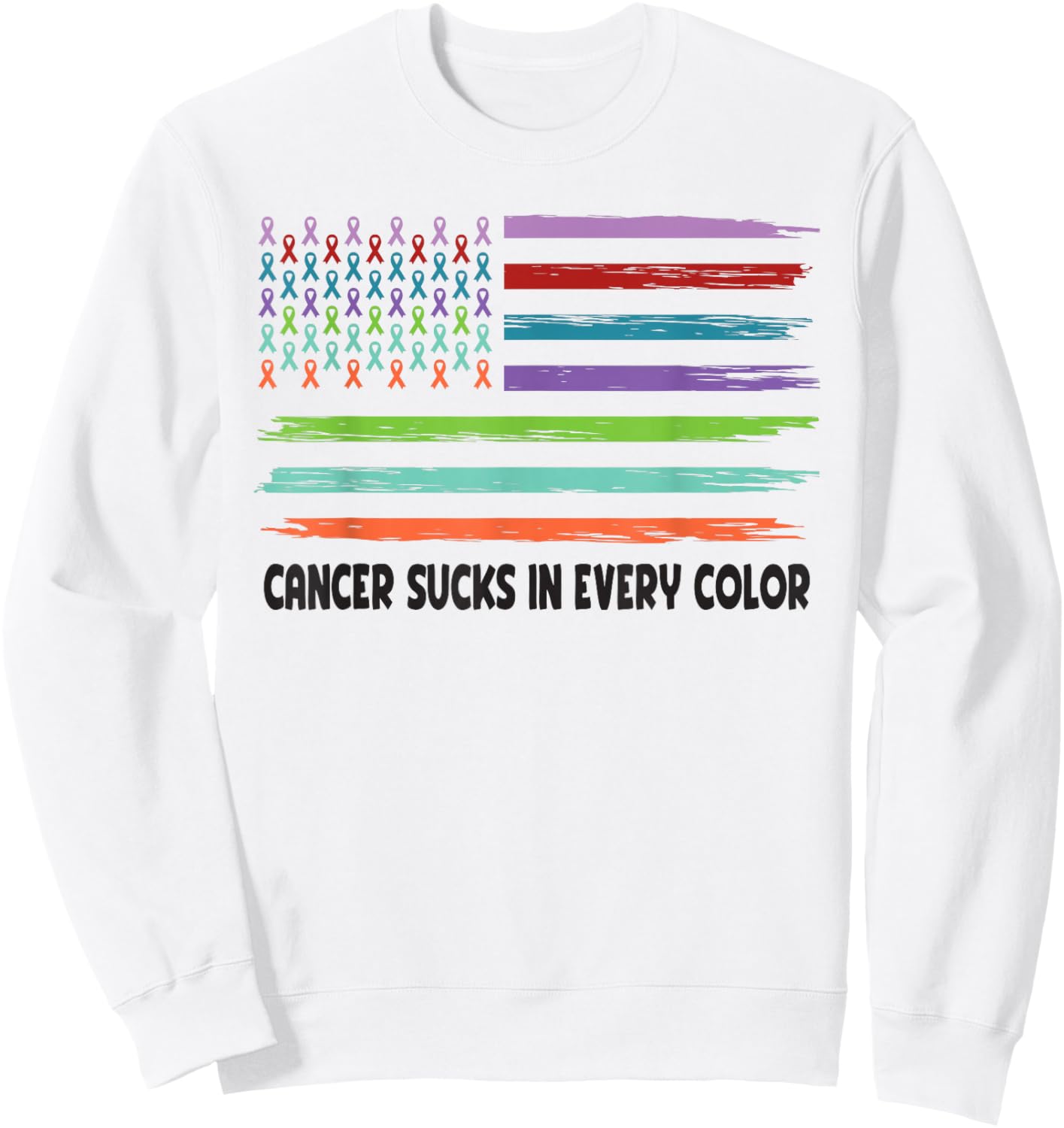 Cancer Sucks In Every Color Fighter | Funk Cancer Sweatshirt - Sweatshirt | White