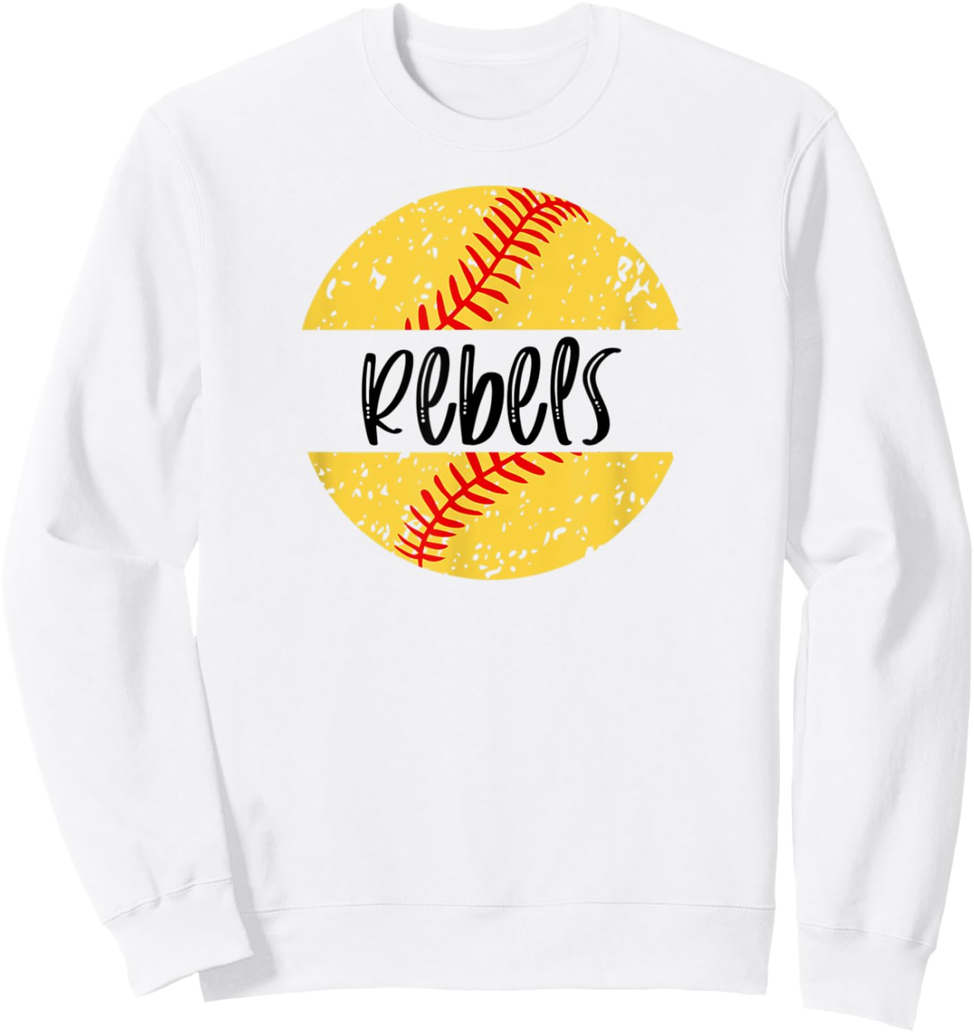 Rebels Softball Team Mascot School Spirit Game Day Sweatshirt - Sweatshirt | White