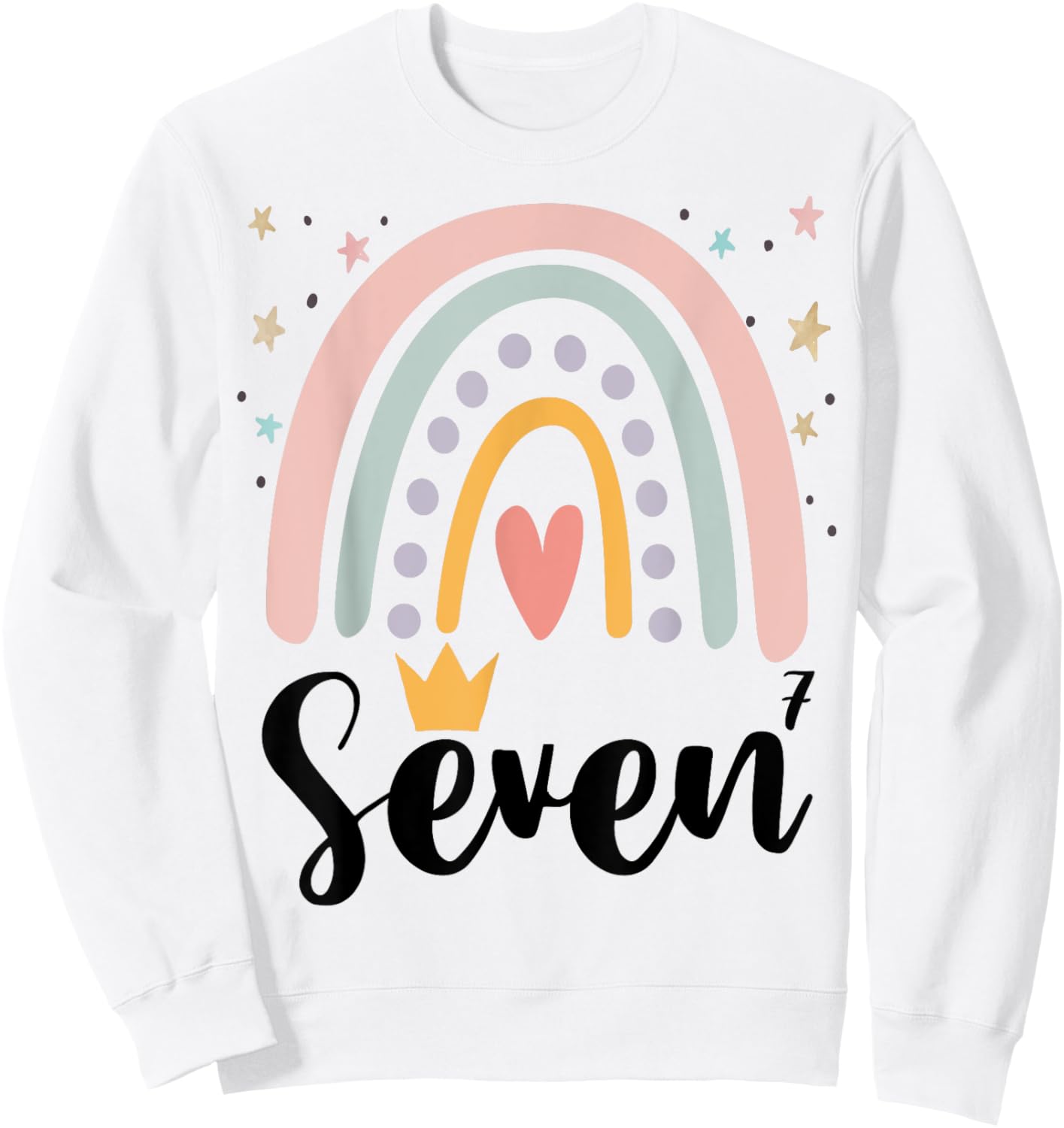 Seven Year Birthday Rainbow Party Family 7 Year Old Sweatshirt - Sweatshirt | White