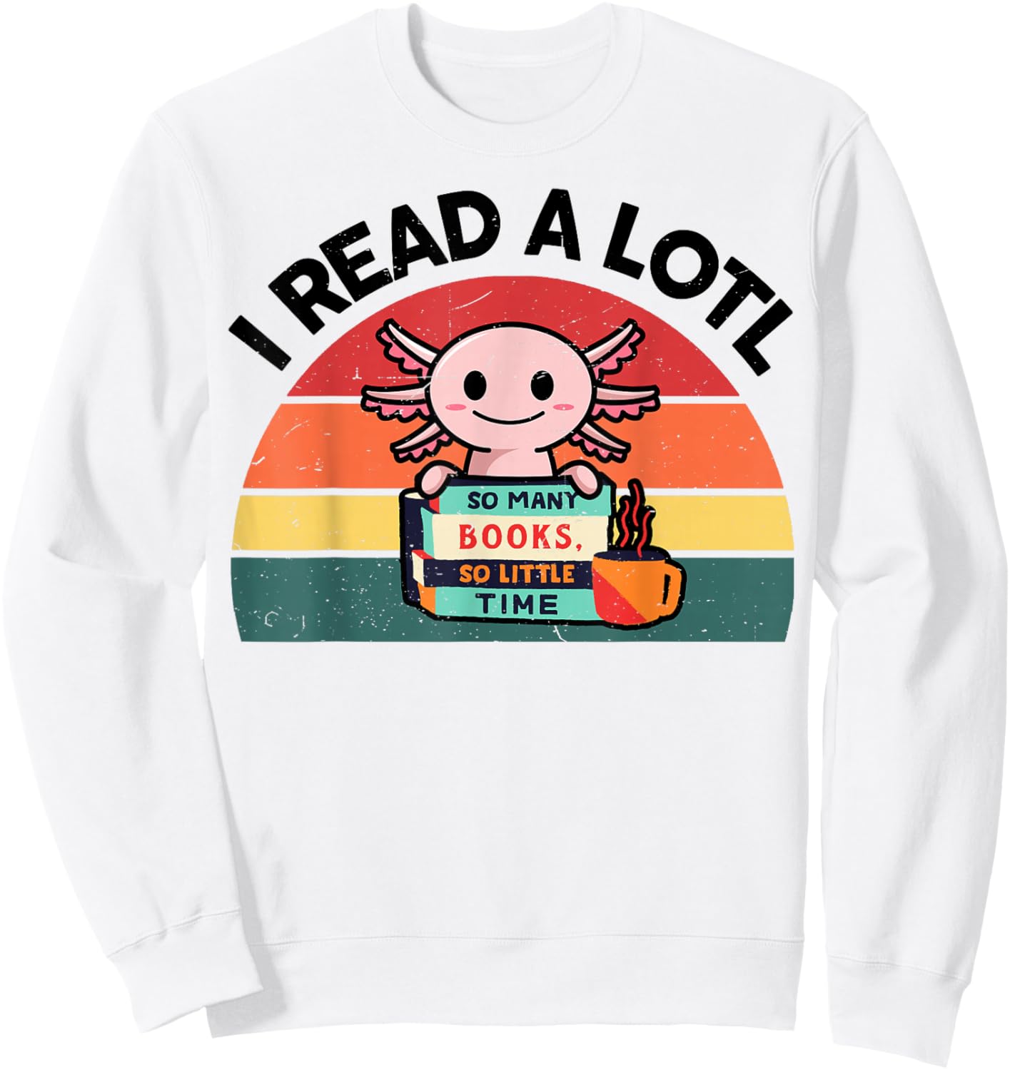 Axolotl-Shirt Reading Book Readsolotl Kids Boys Girls Cute Sweatshirt - Sweatshirt | White