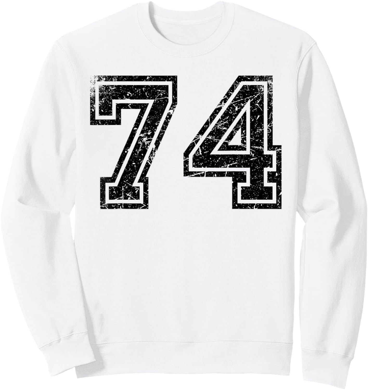Vintage Number #74 Black Sports Team Number Sweatshirt - Sweatshirt | White