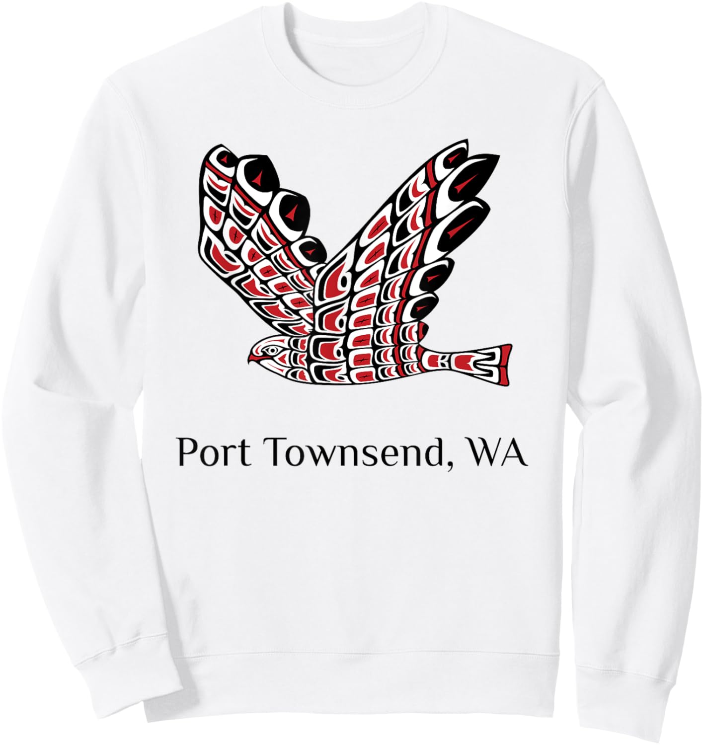 Port Townsend WA Red Tail Hawk Native American Indian Sweatshirt - Sweatshirt | White