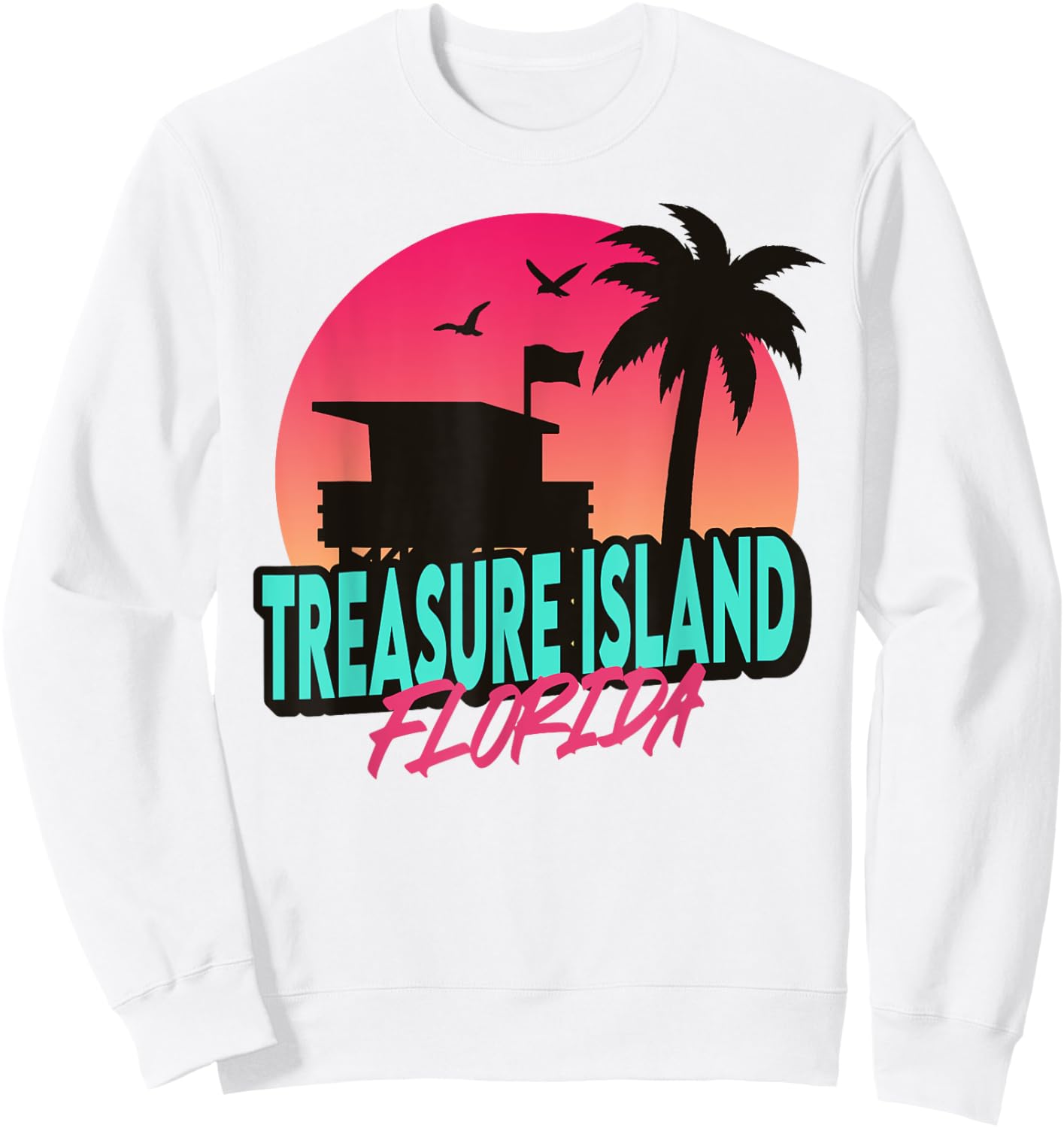 Vintage Treasure Island Beach Florida Palm Trees FL Retro Men Women Girls Kids Sweatshirt - Sweatshirt | White