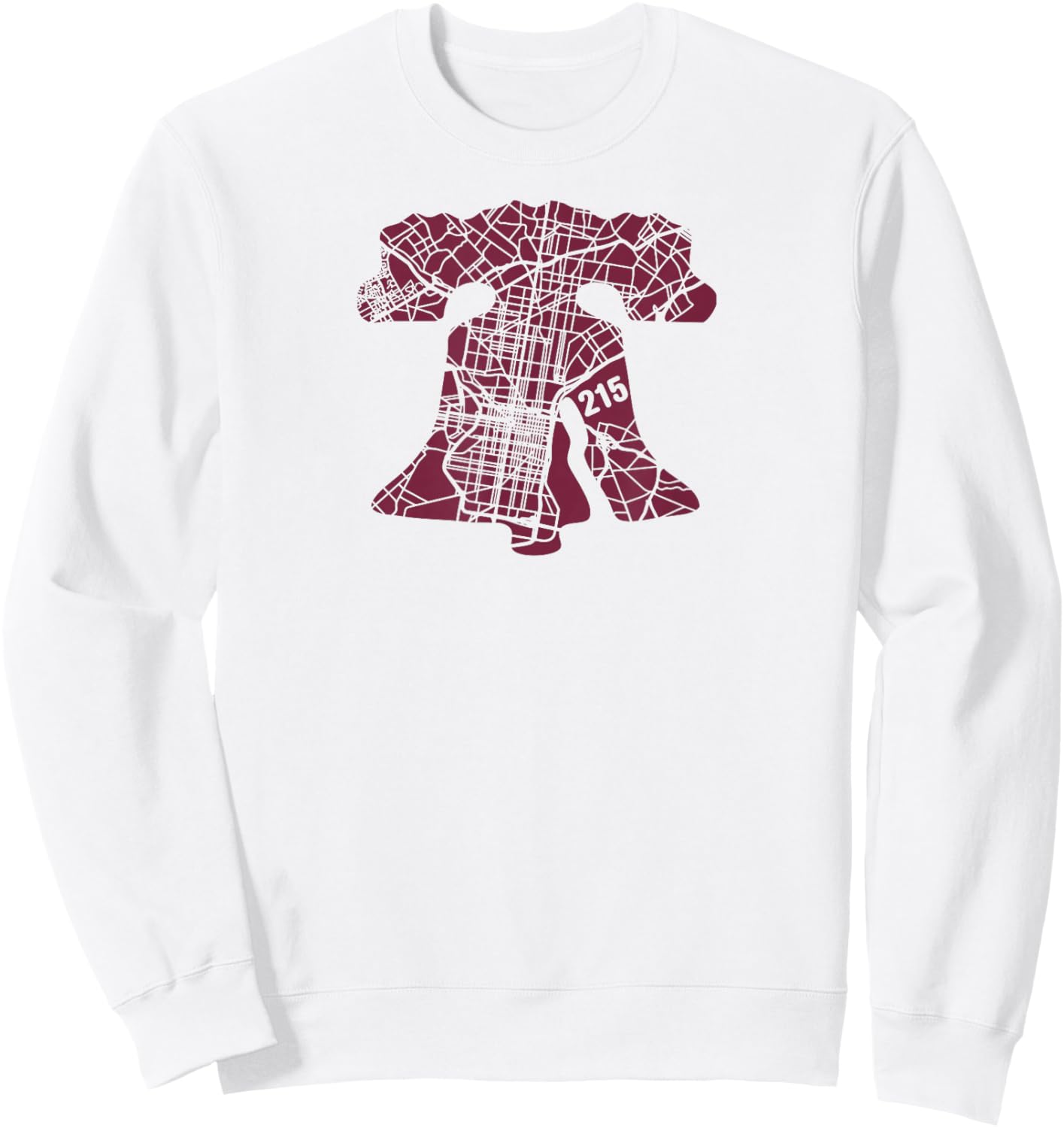 Philadelphia Street Map Liberty Bell Ill 215 Vintage Philly Sweatshirt - Sweatshirt | White