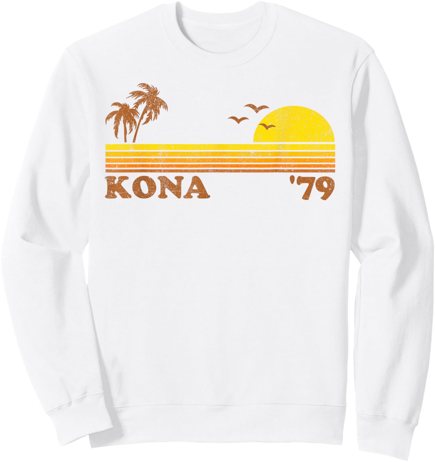 Vintage Kona Hawaii Beach Retro Hawaiian Surfing 70's Gift Sweatshirt - Sweatshirt | White