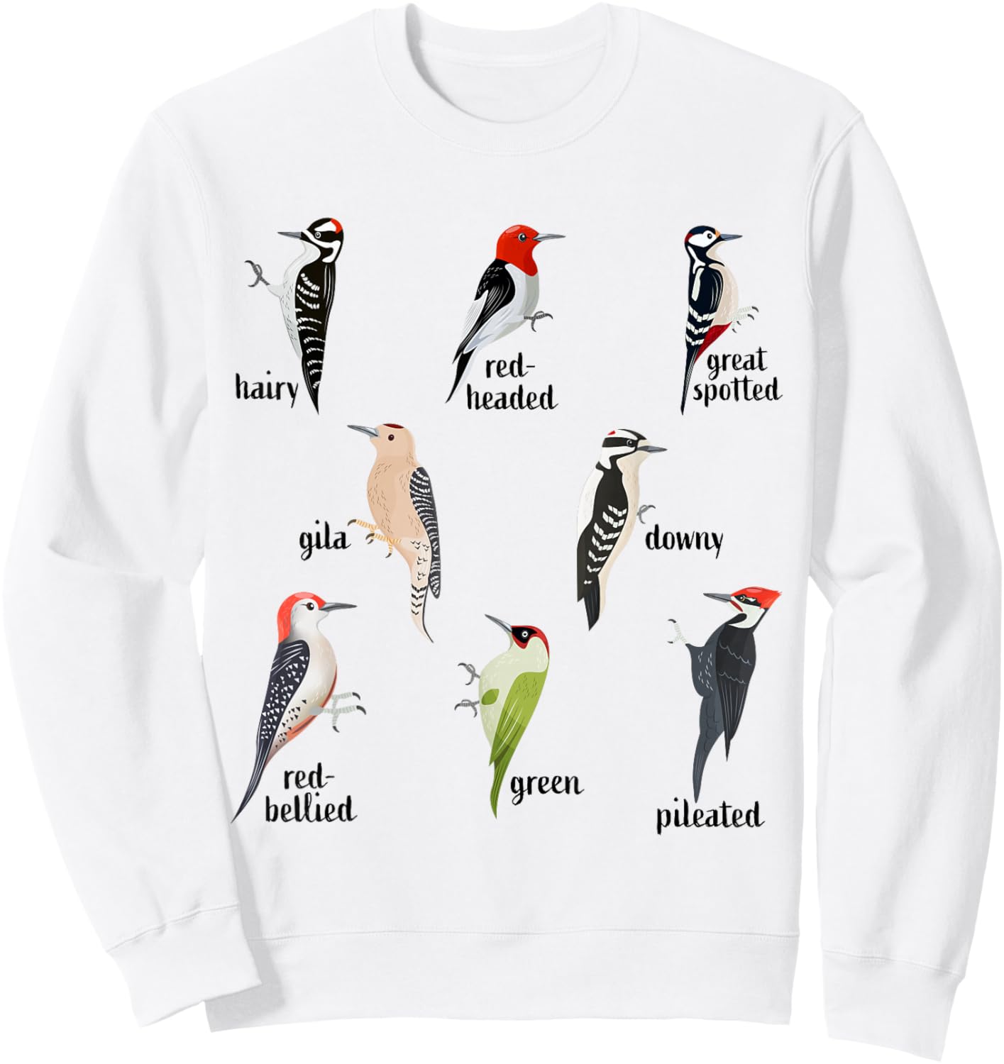 Types of Woodpecker Bird watching Wildlife Sweatshirt - Sweatshirt | White