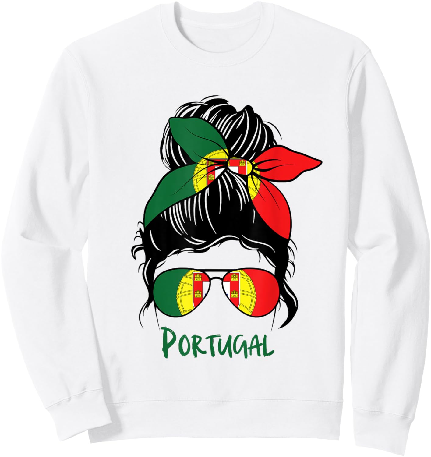 Portuguese Girl Bandana Flag Colors Proud Portugal Woman Sweatshirt - Sweatshirt | White