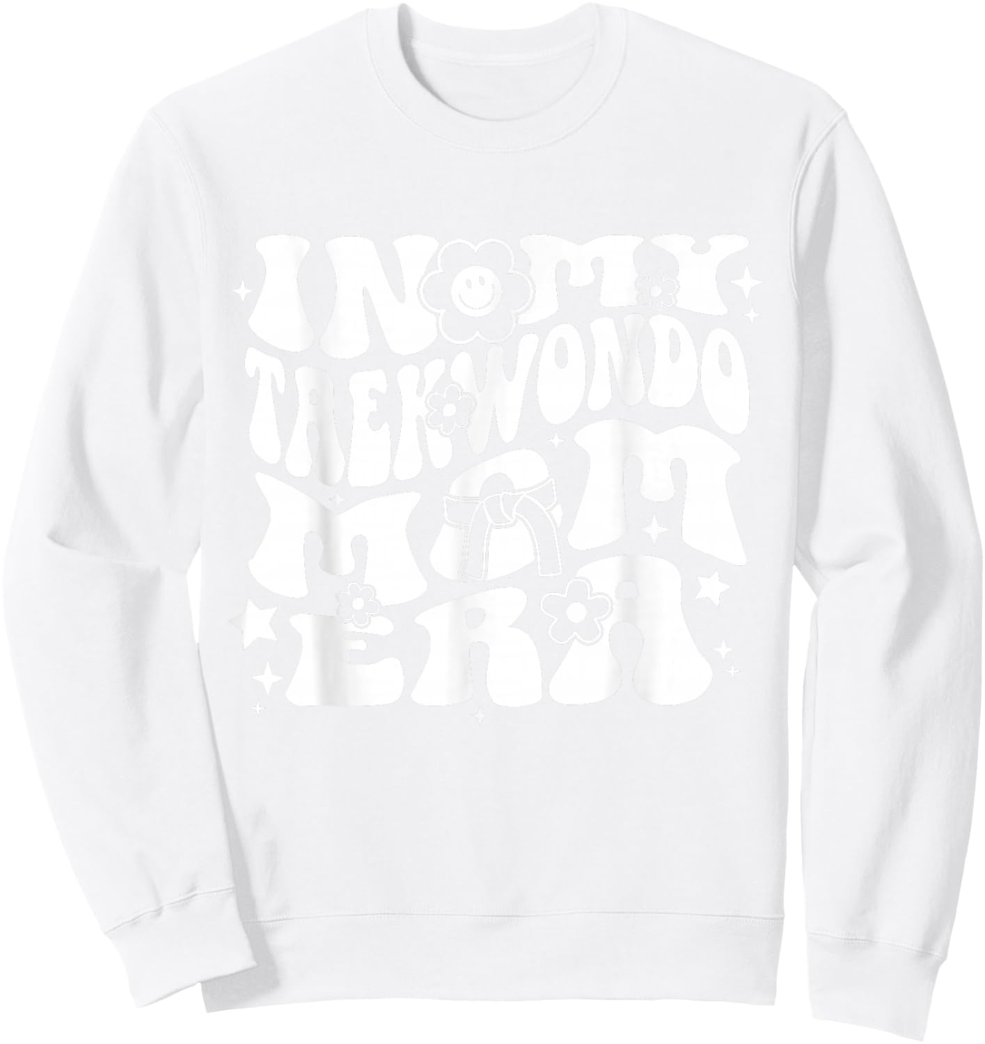 In My Taekwondo Mom Era Groovy Martial Arts Sports Parent Sweatshirt - Sweatshirt | White