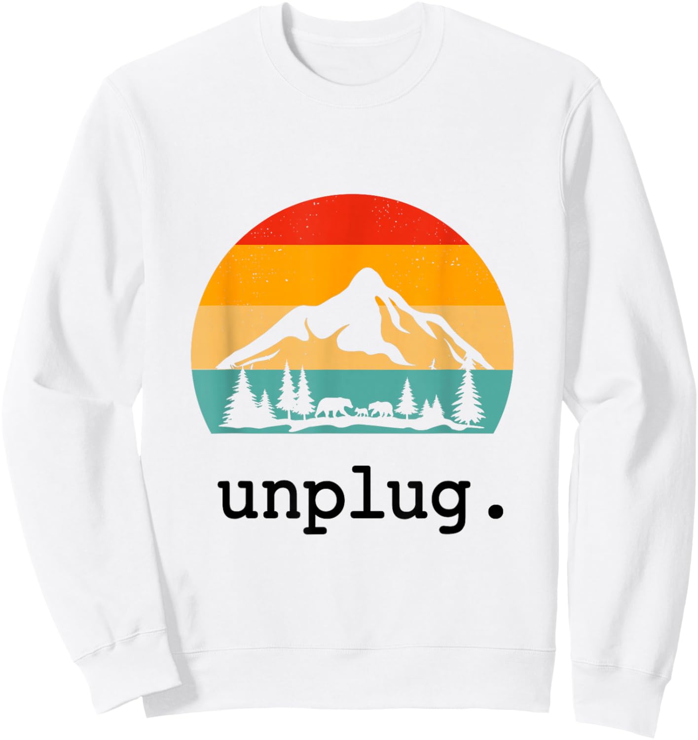 Unplug. Hiking Shirt Retro Nature Summer Vacation Hiker Sweatshirt - Sweatshirt | White