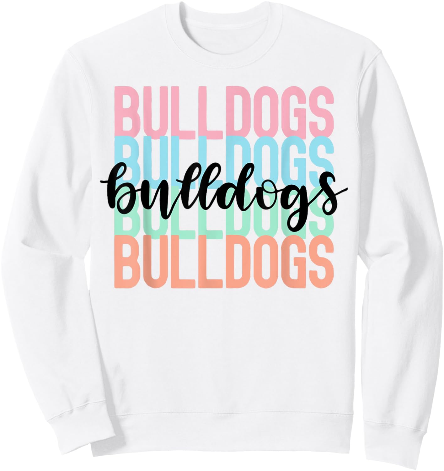 Bulldogs Team Mascot School Spirit Game Night Sweatshirt - Sweatshirt | White