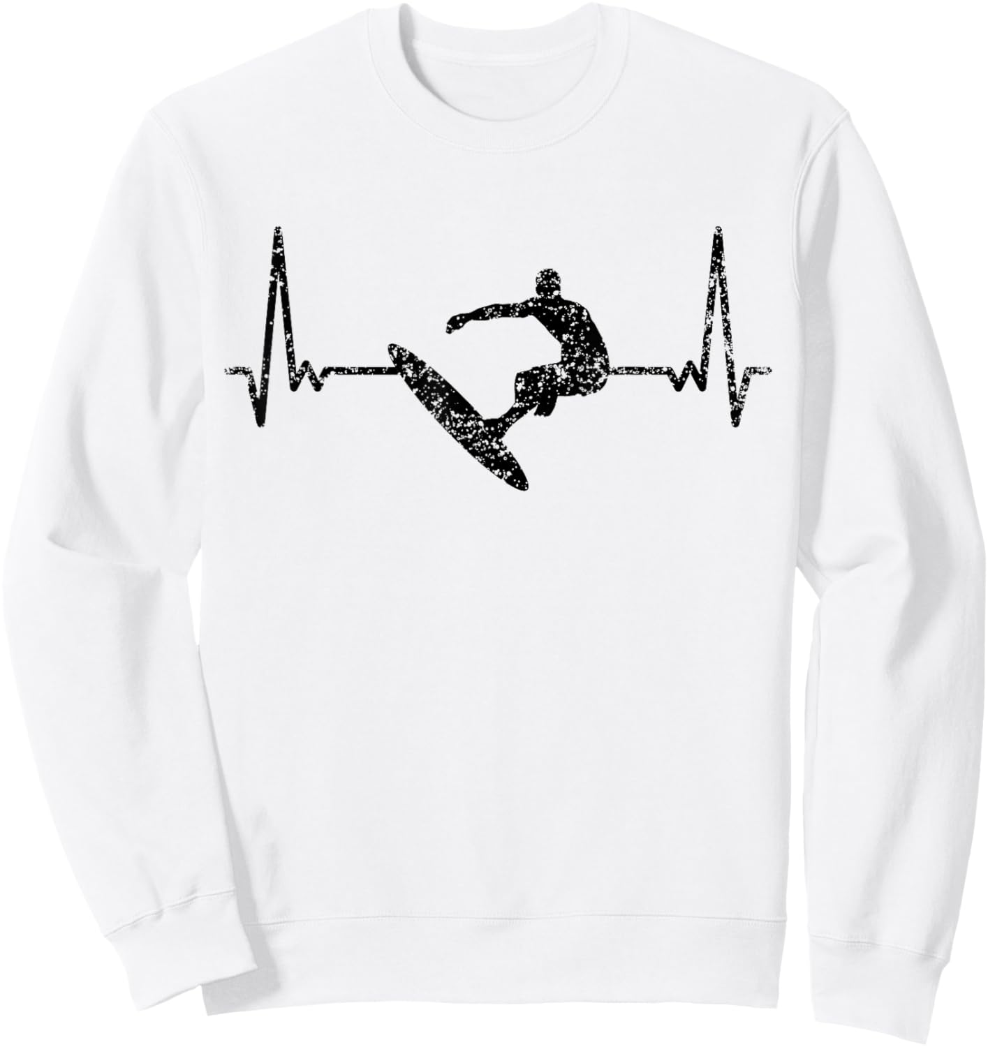 Heartbeat Surfing Surf Surfer Surfboard Sweatshirt - Sweatshirt | White