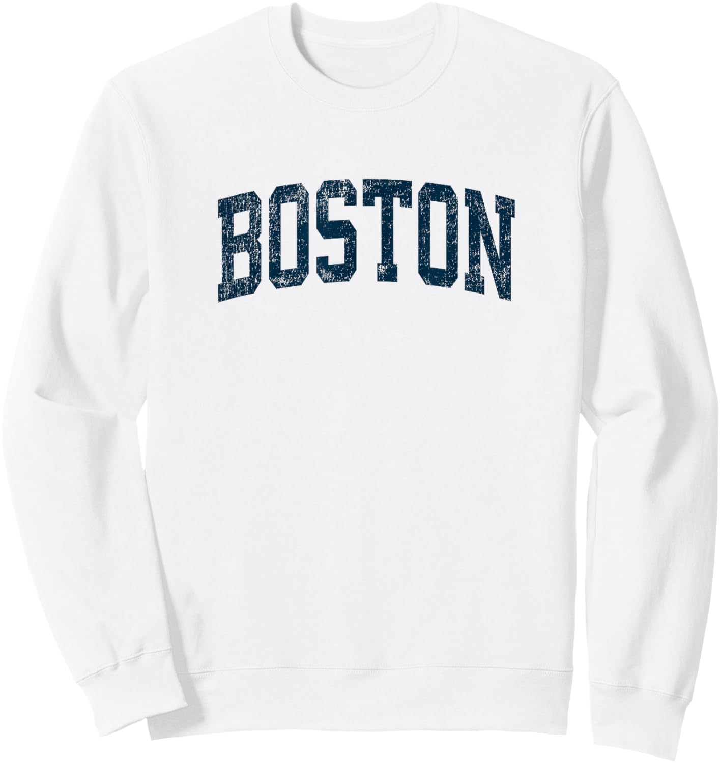 Boston Massachusetts MA Vintage Athletic Sports Navy Design Sweatshirt - Sweatshirt | White