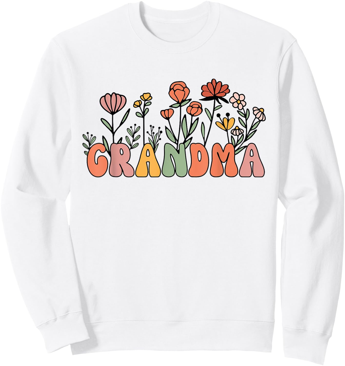 Boho Vintage Retro Groovy Wildflower Grandma Sweatshirt - Sweatshirt | White