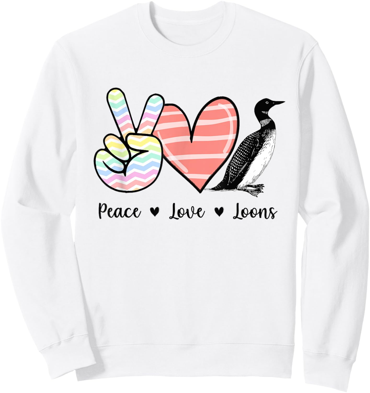 Peace love loons Loon bird Sweatshirt - Sweatshirt | White