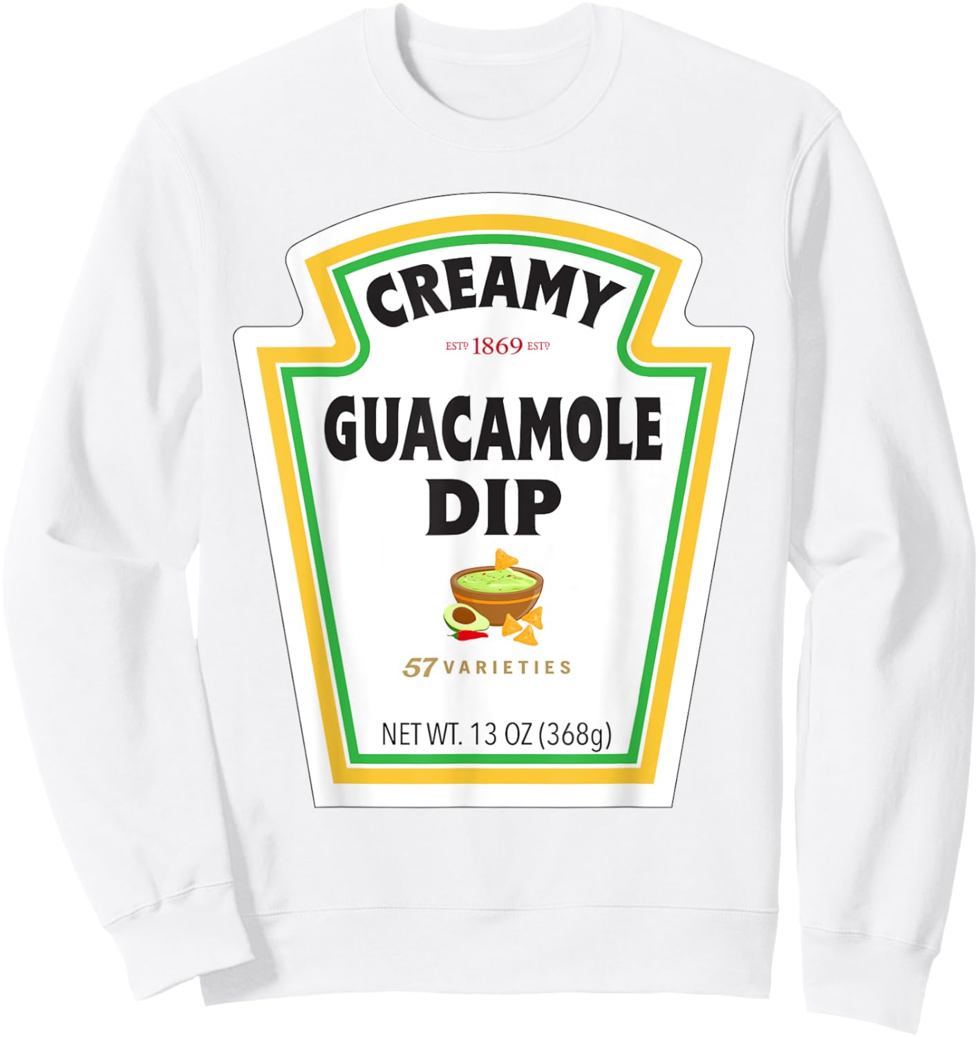 Creamy Avocado Sauce Bottle Label Funny Halloween Costume Sweatshirt - Sweatshirt | White