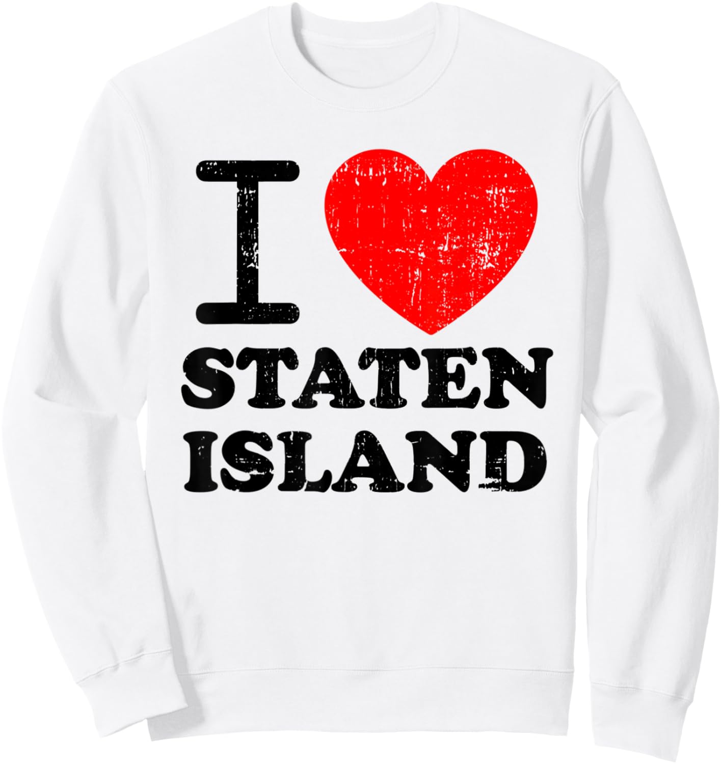 I Love Staten Island Red Heart Sweatshirt - Sweatshirt | White