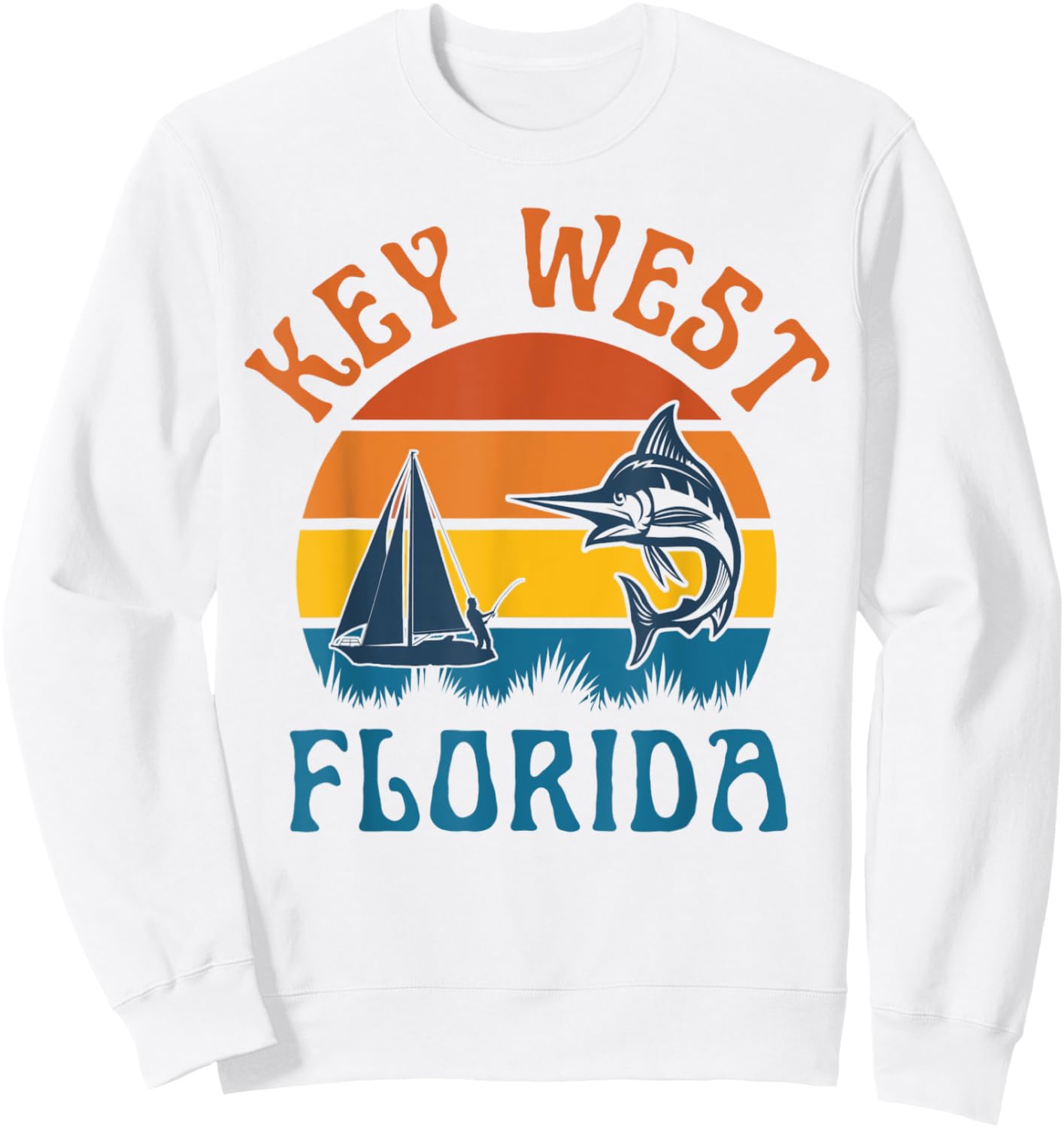 Key West Florida Fishing Marlin Boating Travel Keys Fish Sweatshirt - Sweatshirt | White