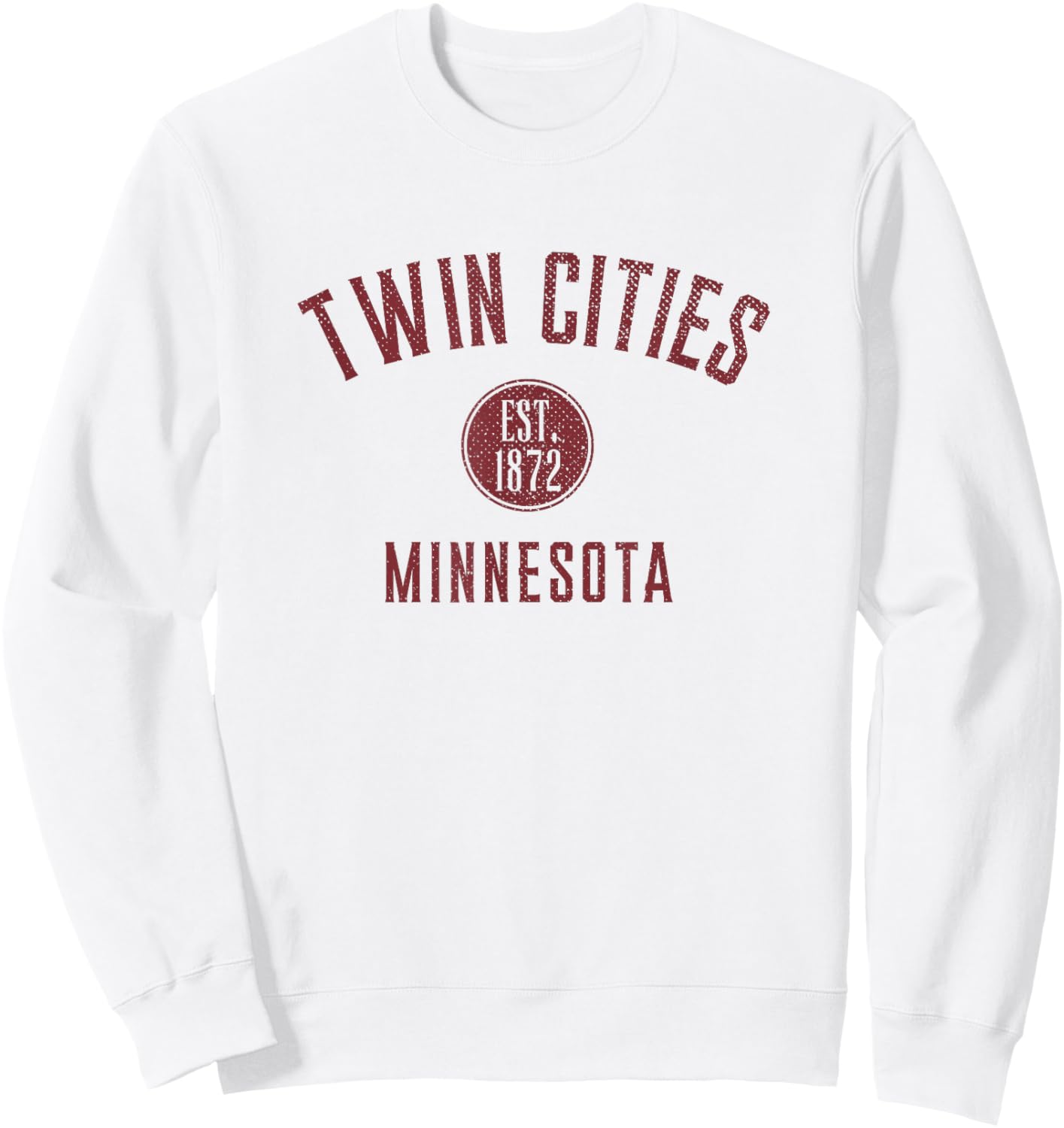 Twin Cities Minnesota Varsity Vintage Distressed Style Sweatshirt - Sweatshirt | White