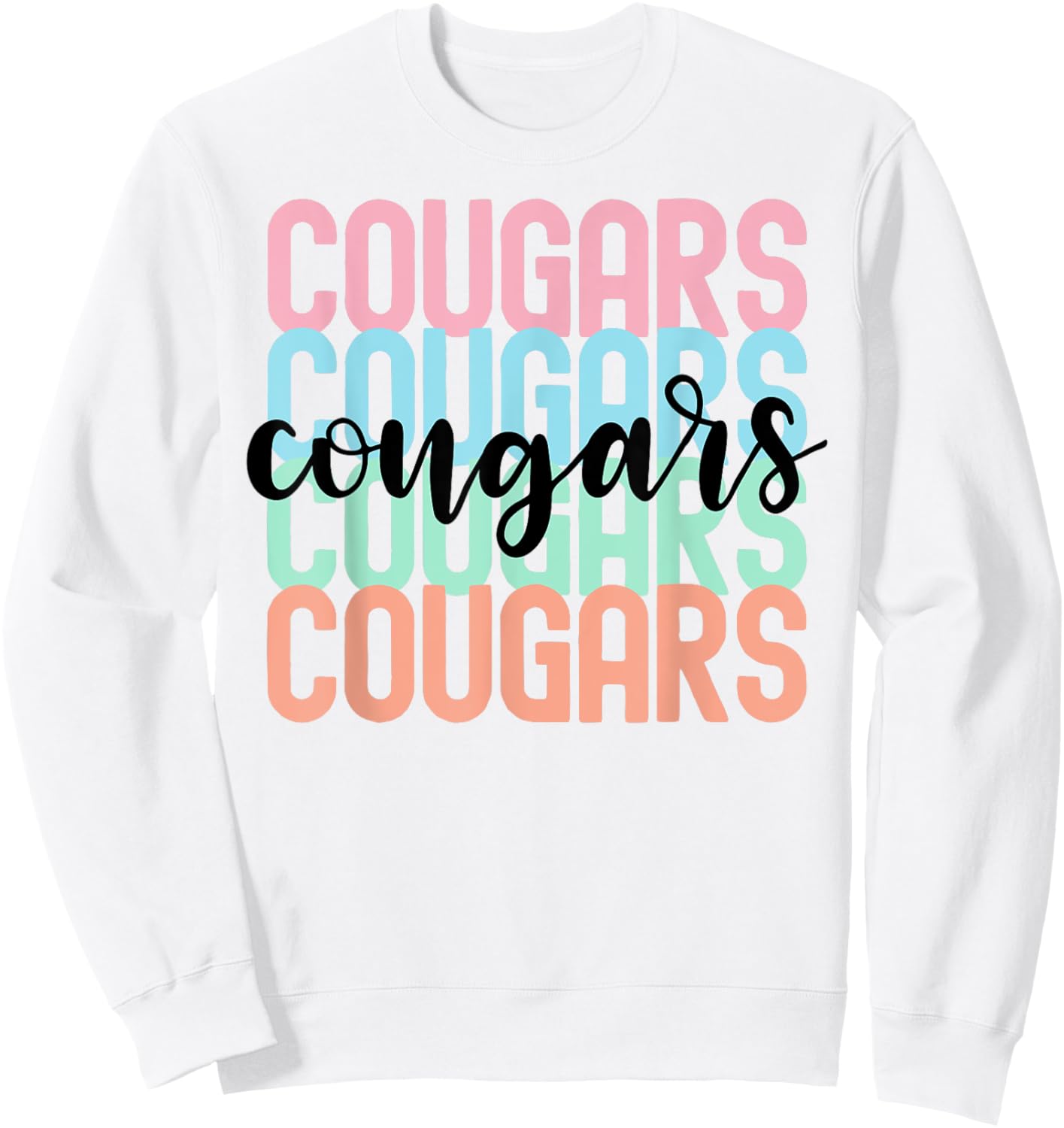 Cougars Team Mascot School Spirit Game Night Sweatshirt - Sweatshirt | White