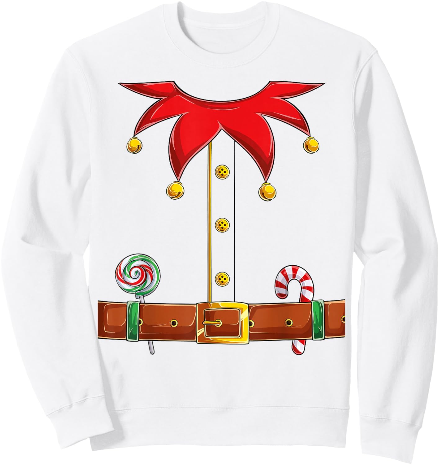 Christmas ELF Costume Fun ELF Suit Xmas men women kids boys Sweatshirt - Sweatshirt | White