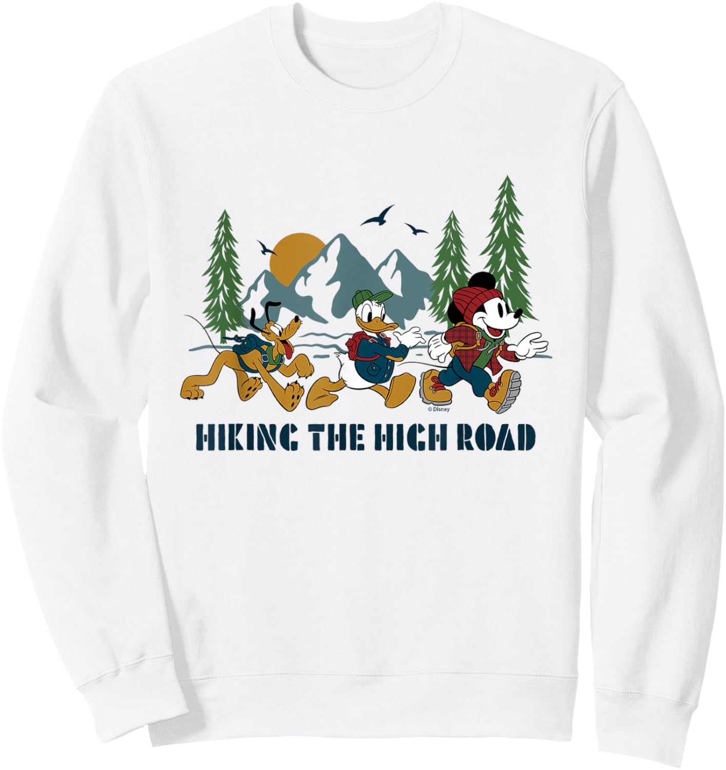 Mickey, Donald Duck, Pluto - Hiking The High Road Sweatshirt - Sweatshirt | White
