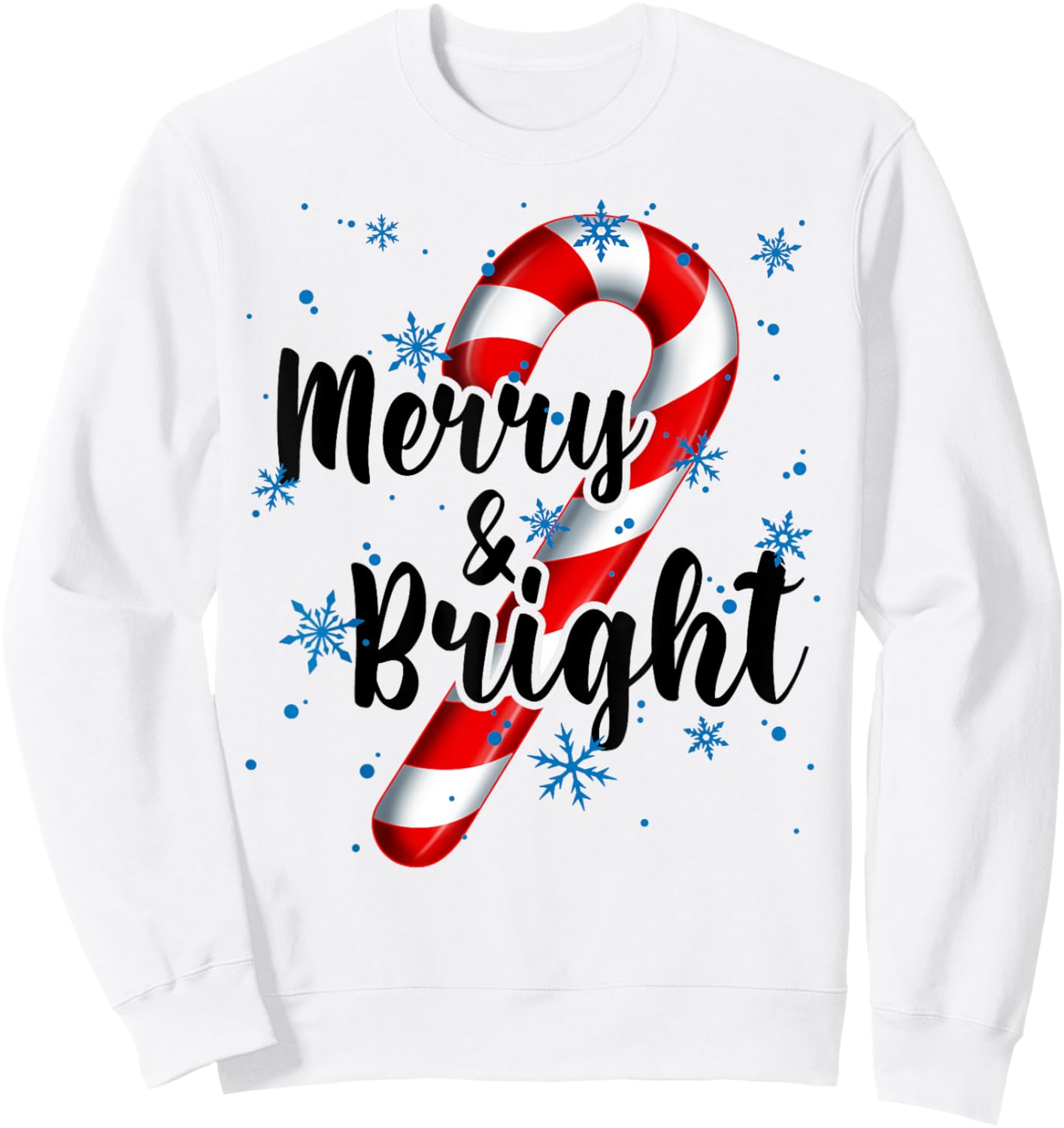Candy Cane Merry and Bright Red and White Candy Snowflakes Sweatshirt - Sweatshirt | White