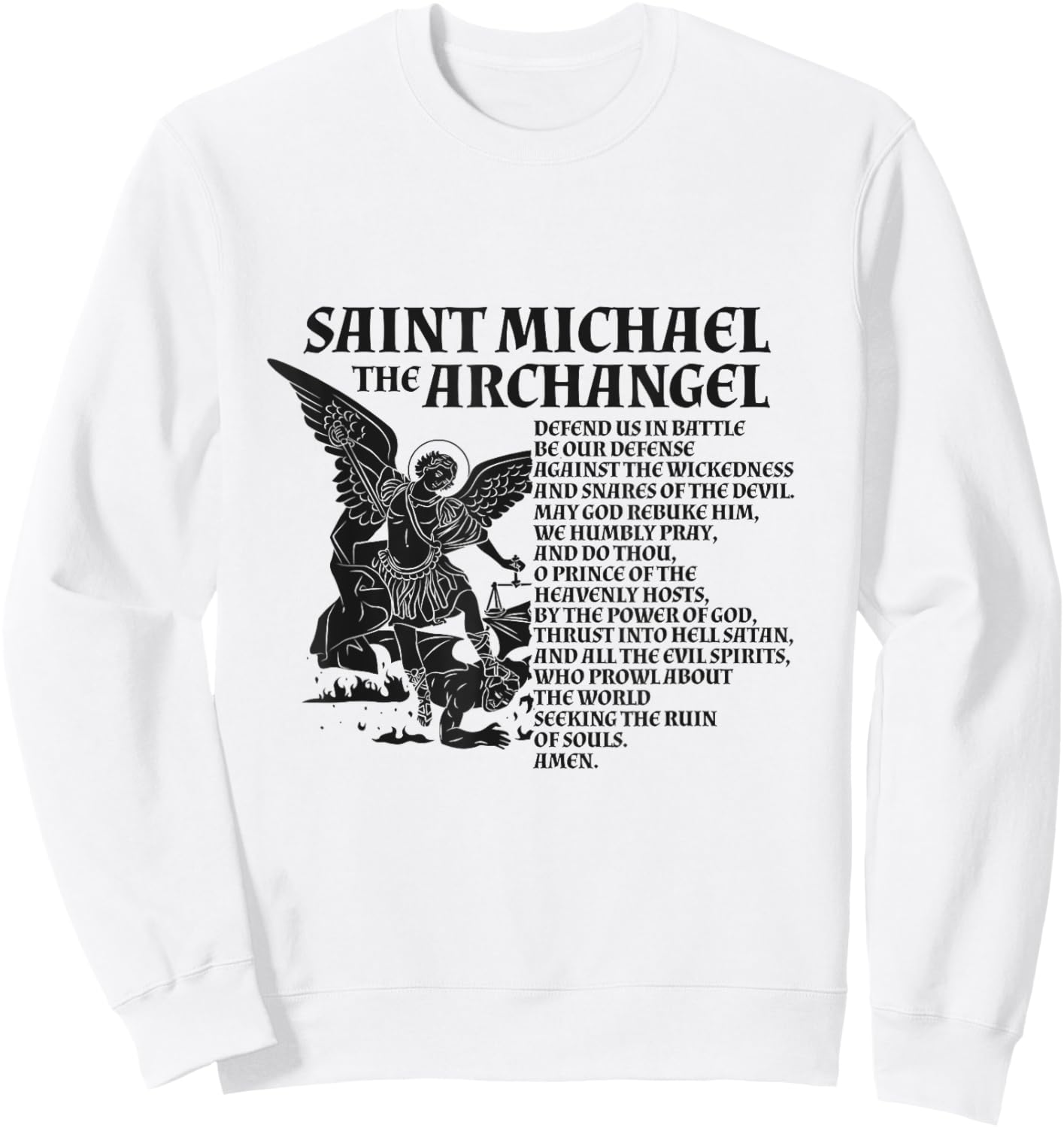 St Michael The Archangel Prayer Sweatshirt - Sweatshirt | White