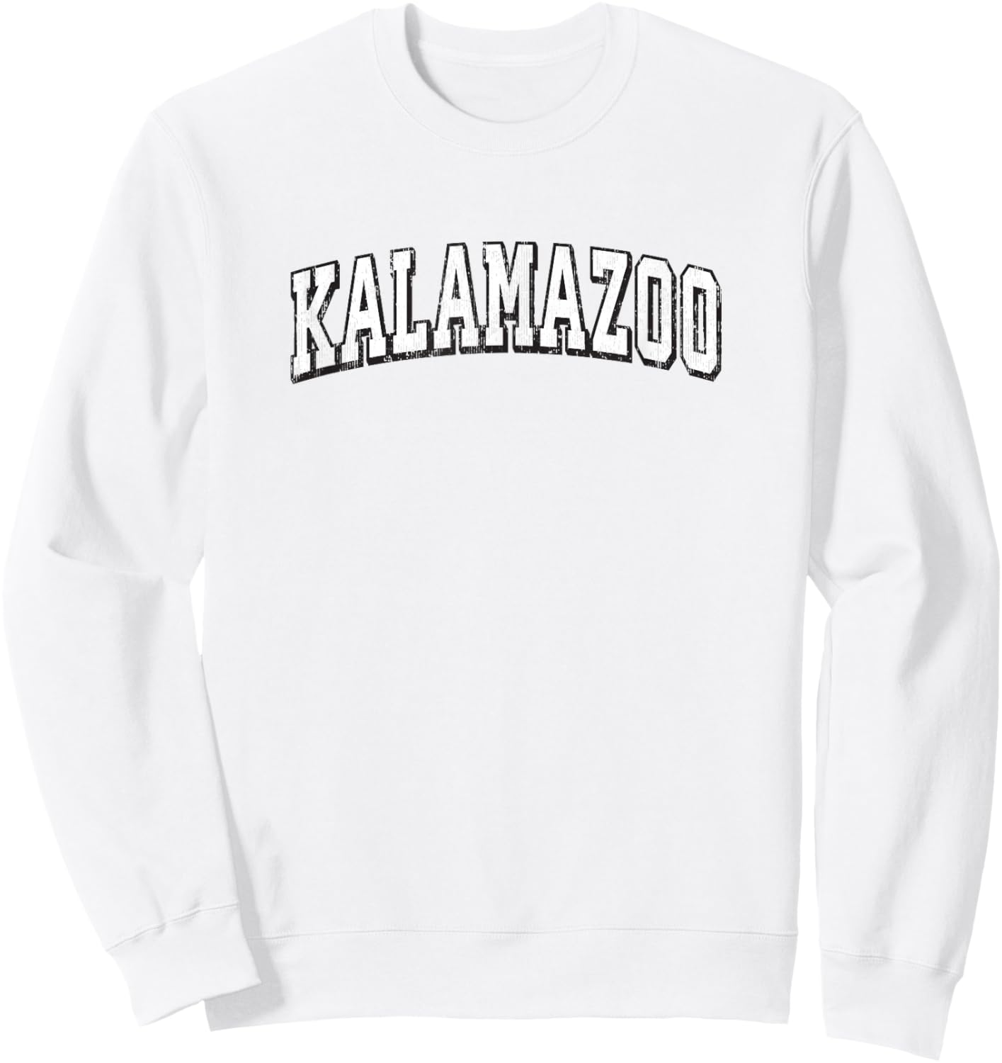 Kalamazoo Michigan Vintage Athletic Sports B&W Print Sweatshirt - Sweatshirt | White