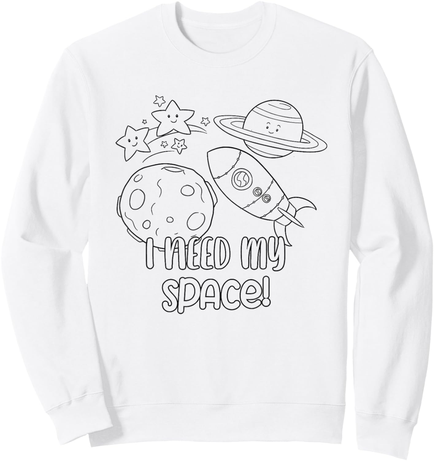 Space Craft Coloring I Need My Color Your own for Kids Sweatshirt - Sweatshirt | White