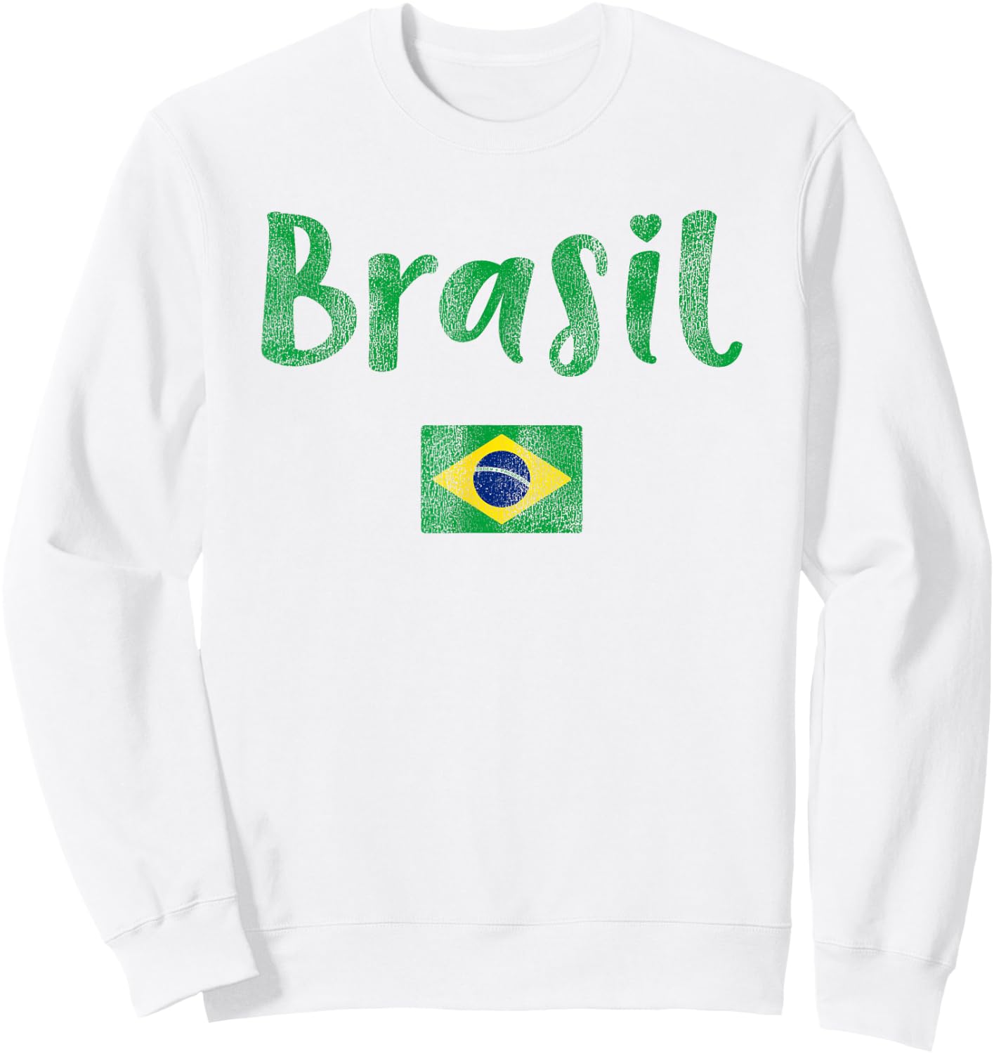 Retro Brazilian Flag of Brazil Souvenir Women Girls Brasil Sweatshirt - Sweatshirt | White
