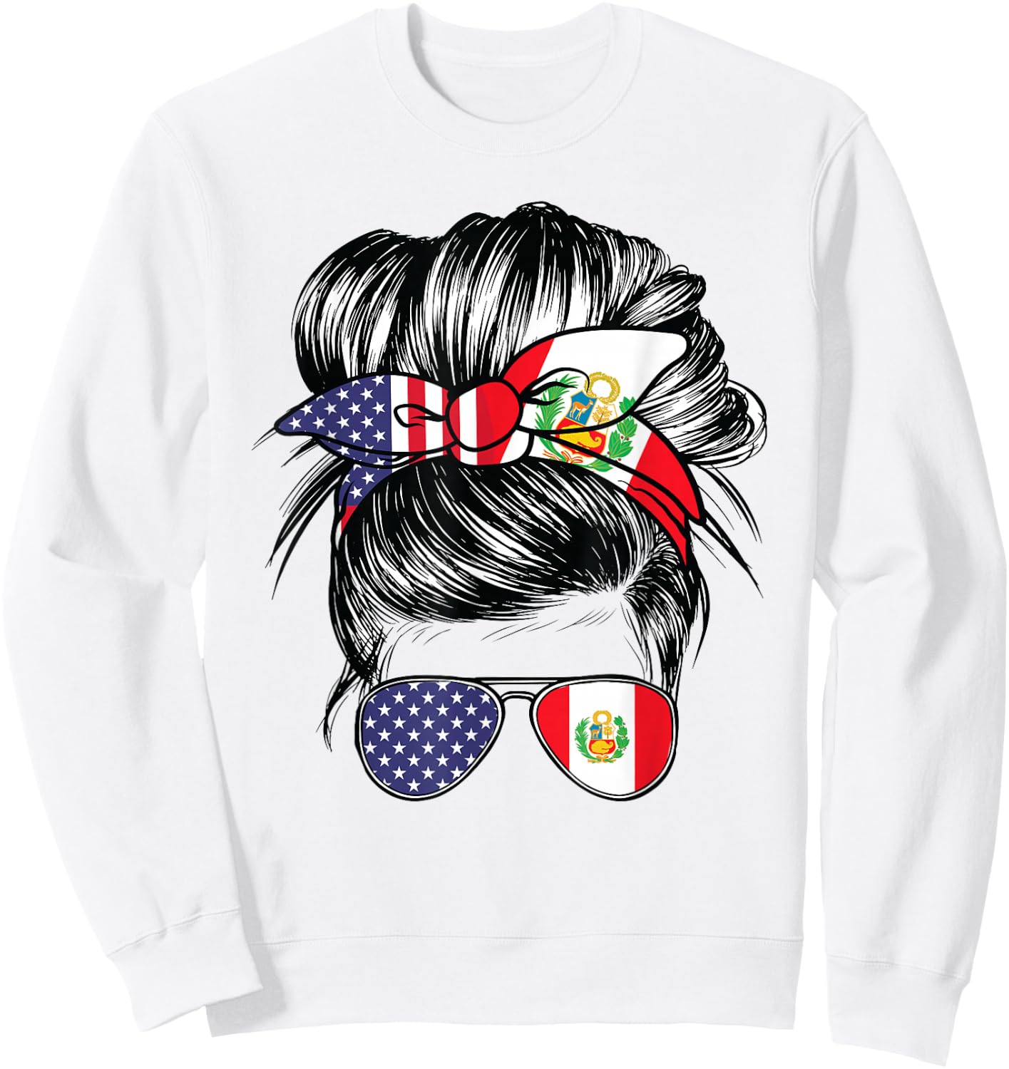 Peru Flag American Women Girl USA Heritage Peruvian Sweatshirt - Sweatshirt | White