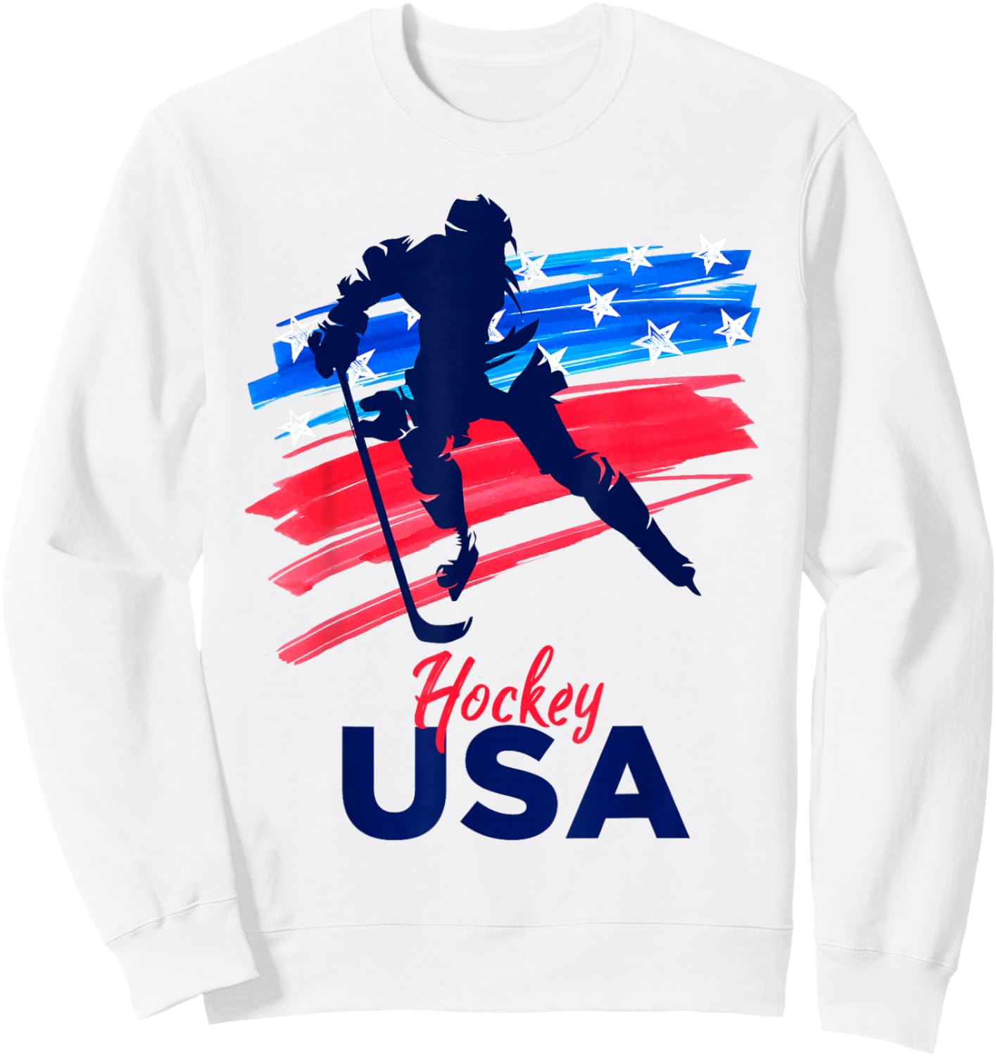 Hockey USA Support the Team Shirt USA Ice Hockey Lover Sweatshirt - Sweatshirt | White