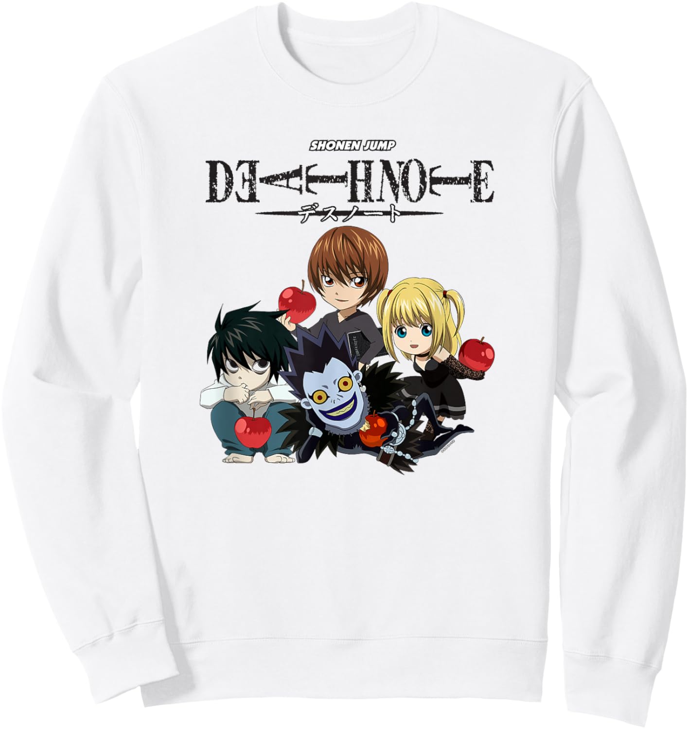 Death Note Chibi Characters with Apples Anime Sweatshirt - Sweatshirt | White