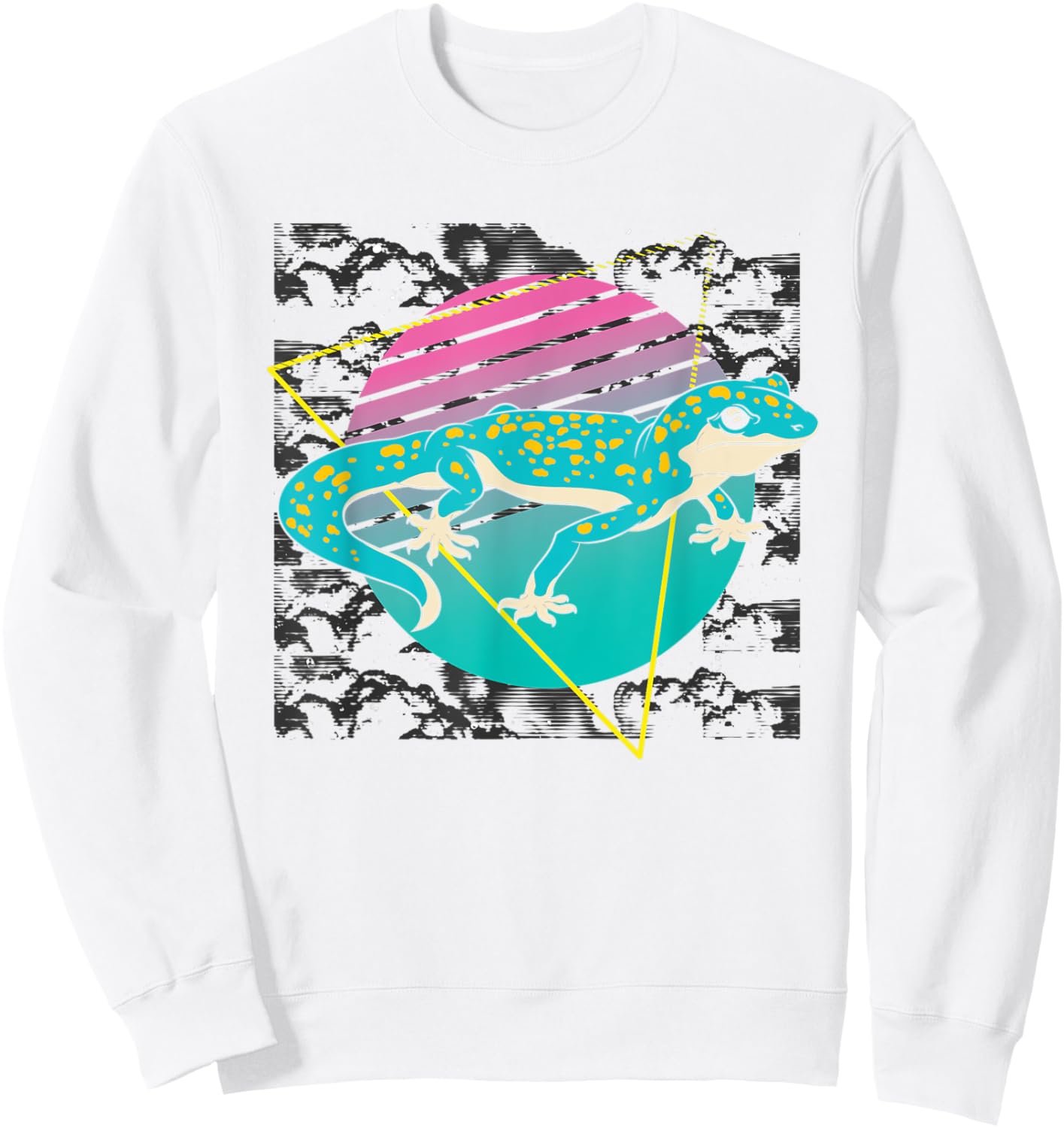 Lizard Animal Lover Reptile Vaporwave 90s Art Gecko Sweatshirt - Sweatshirt | White