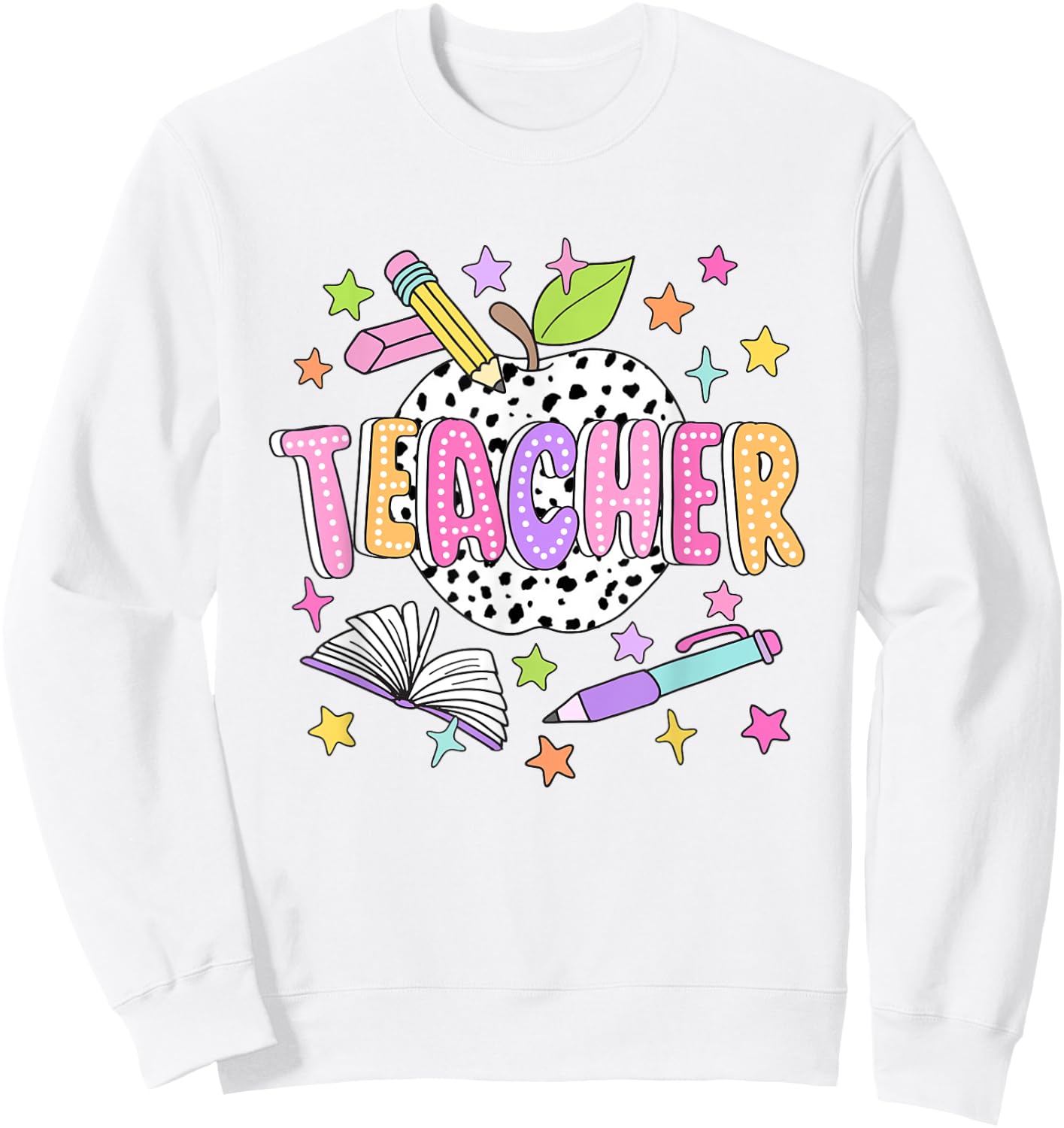 Dalmatian Apple Teacher Appreciation Back to School Women Sweatshirt - Sweatshirt | White