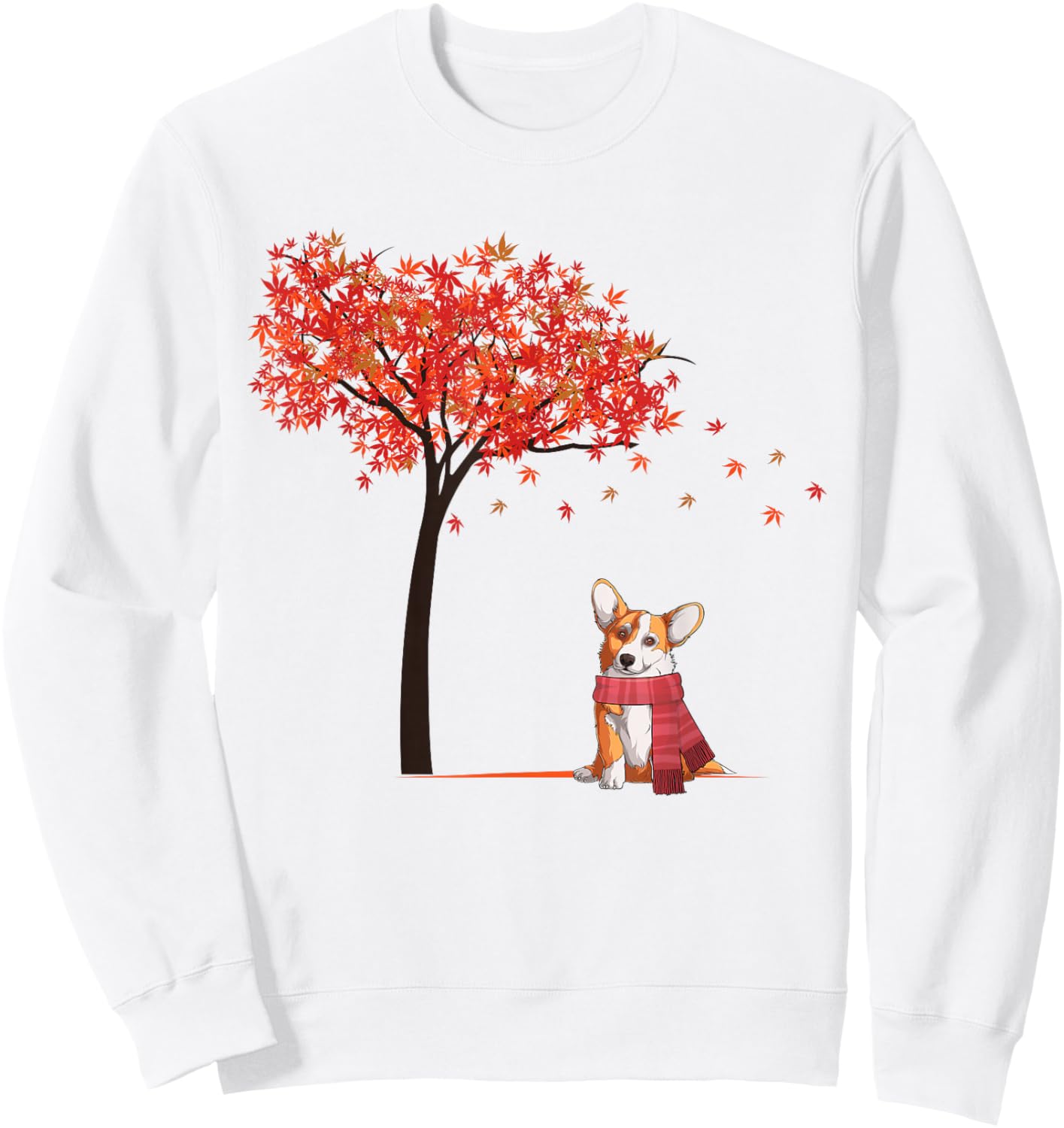 Corgi Maple Tree Lazy DIY Halloween Costume Dog Fall Autumn Sweatshirt - Sweatshirt | White