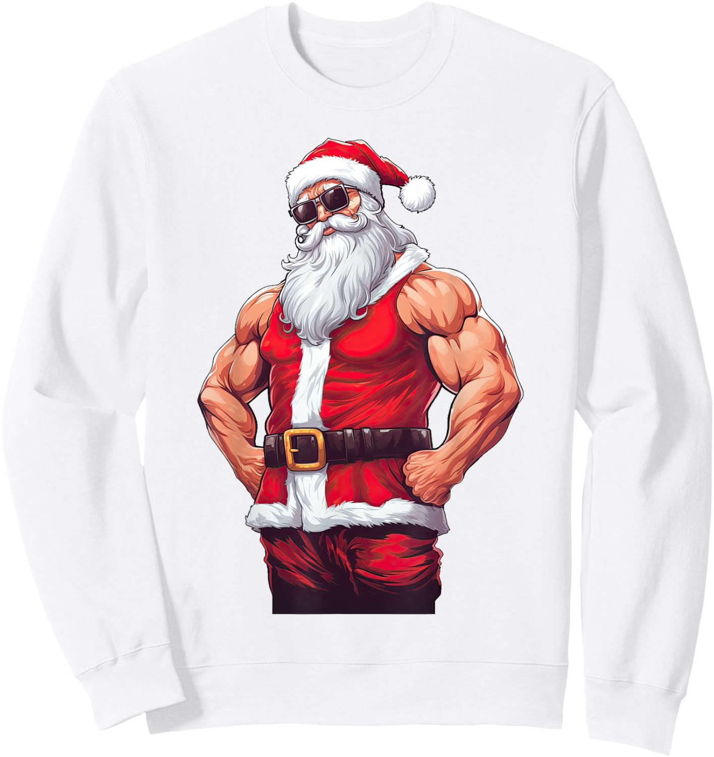 Muscular Santa Claus Bodybuilding Fitness Gym Christmas Xmas Sweatshirt - Sweatshirt | White