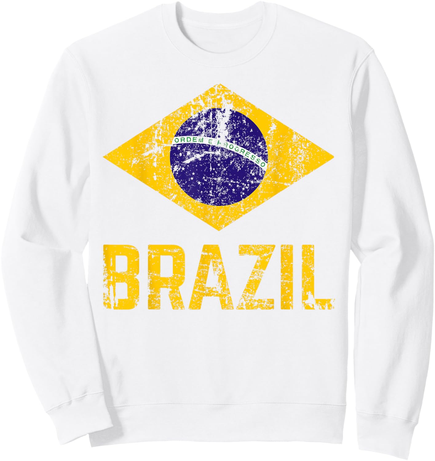 BRAZIL BRASIL Flag Vintage Distressed BRAZIL Sweatshirt - Sweatshirt | White