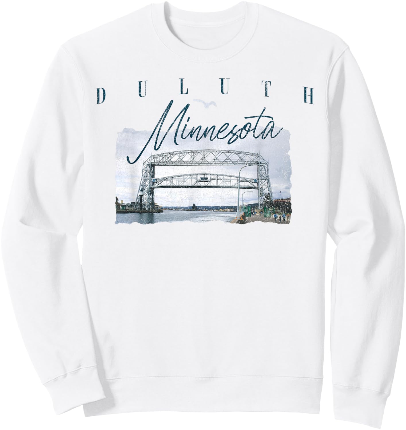 DULUTH MINNESOTA MN Aerial Lift Bridge Lake Superior Sweatshirt - Sweatshirt | White