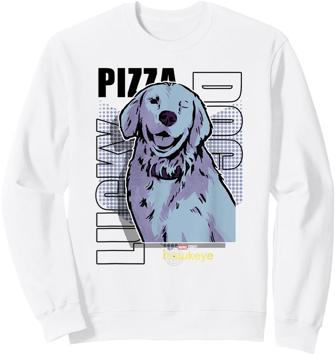 Marvel Hawkeye Disney Plus Lucky Pizza Dog Line Art Poster Sweatshirt - Sweatshirt | White