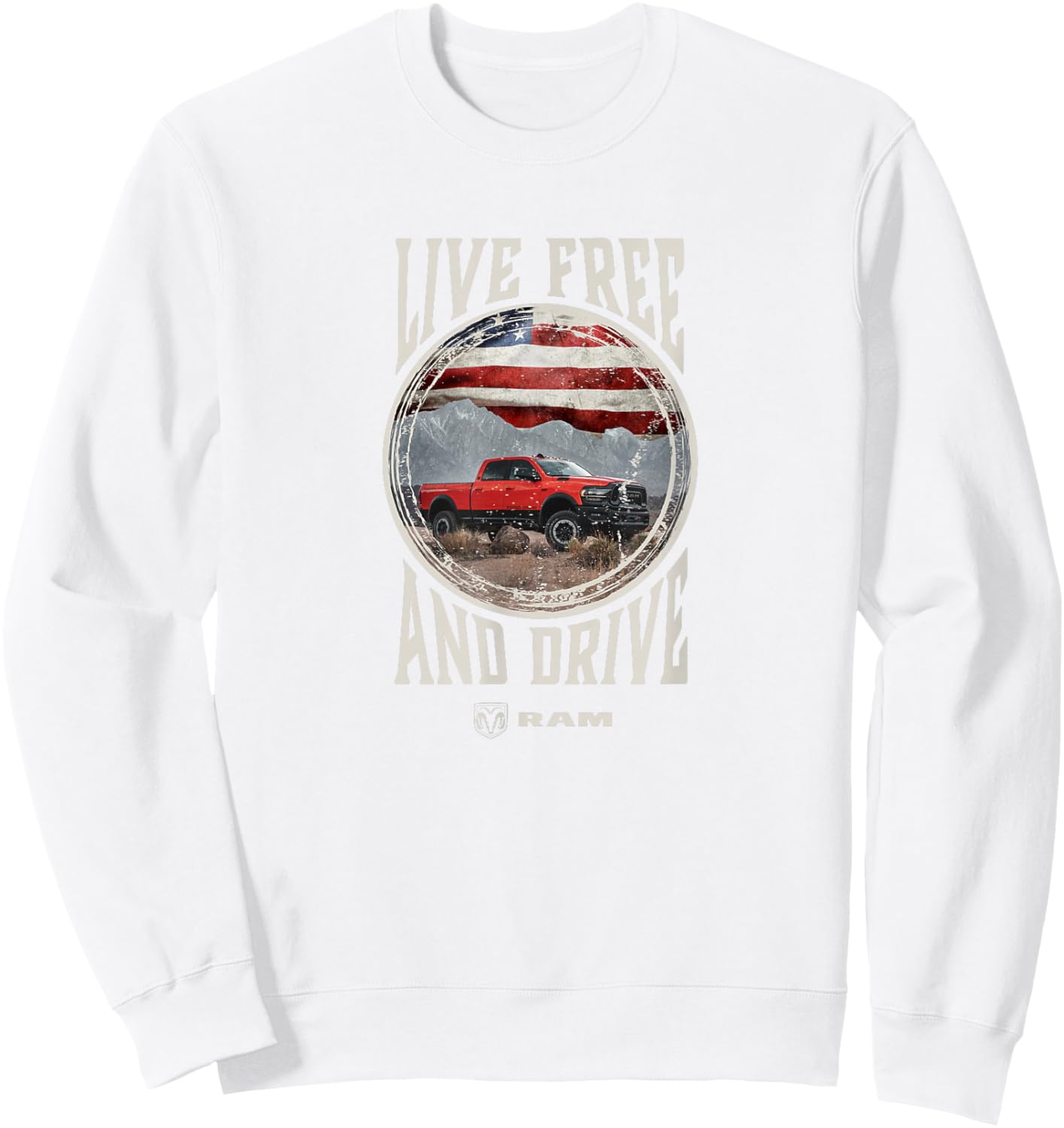RAM Trucks Live Free and Drive Sweatshirt - Sweatshirt | White