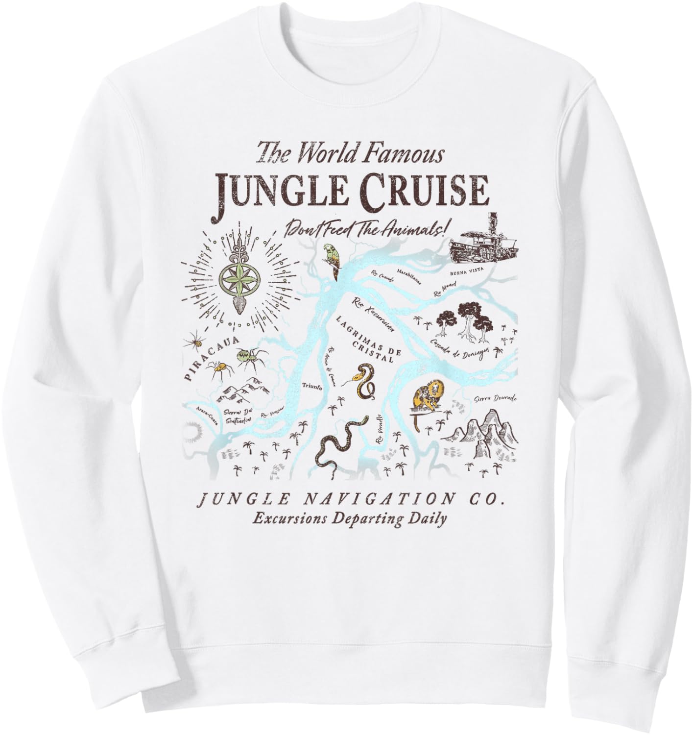 Disney Jungle Cruise World Famous Excursions Departing Daily Short Sleeve Sweatshirt - Sweatshirt | White
