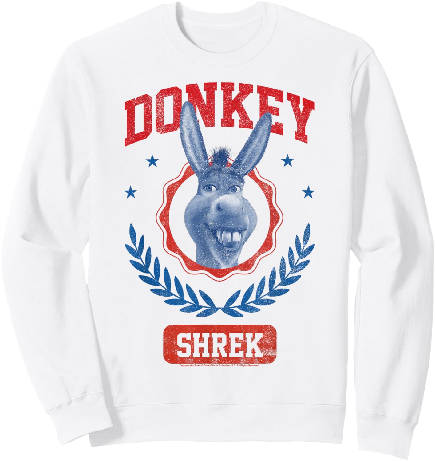 Shrek 4th of July Donkey Collegiate Poster Sweatshirt - Sweatshirt | White