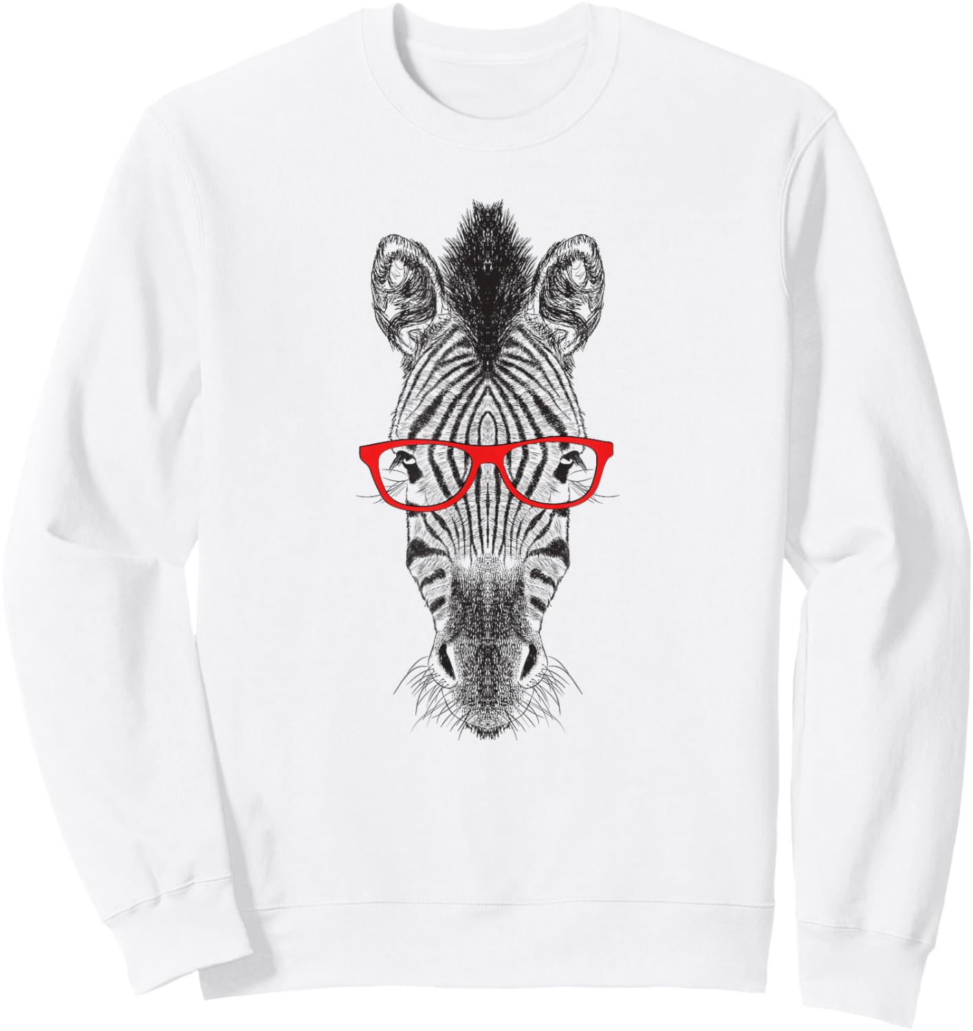 & Funny Wildlife Red Glasses Zebra Lover Sweatshirt - Sweatshirt | White