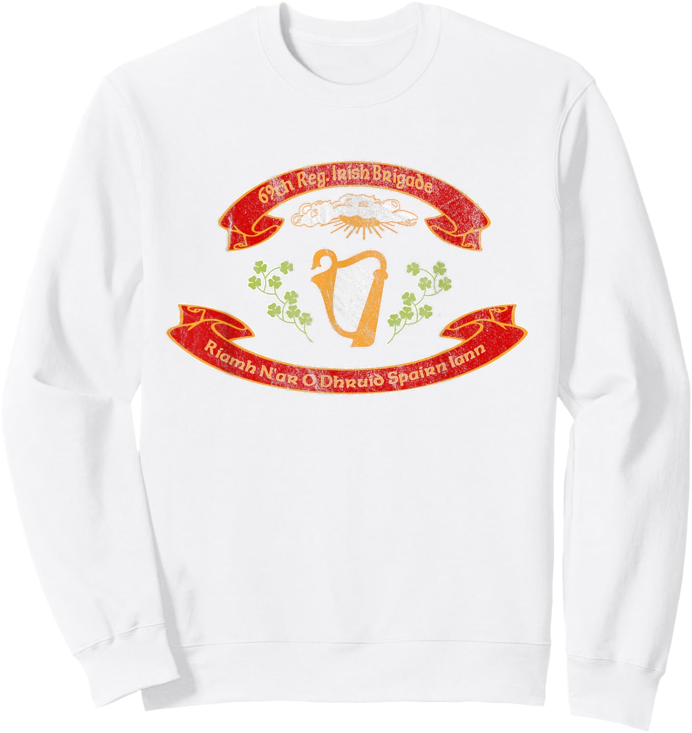 USA Patriotic Gear Vintage Civil War Irish Brigade Flag Sweatshirt - Sweatshirt | White