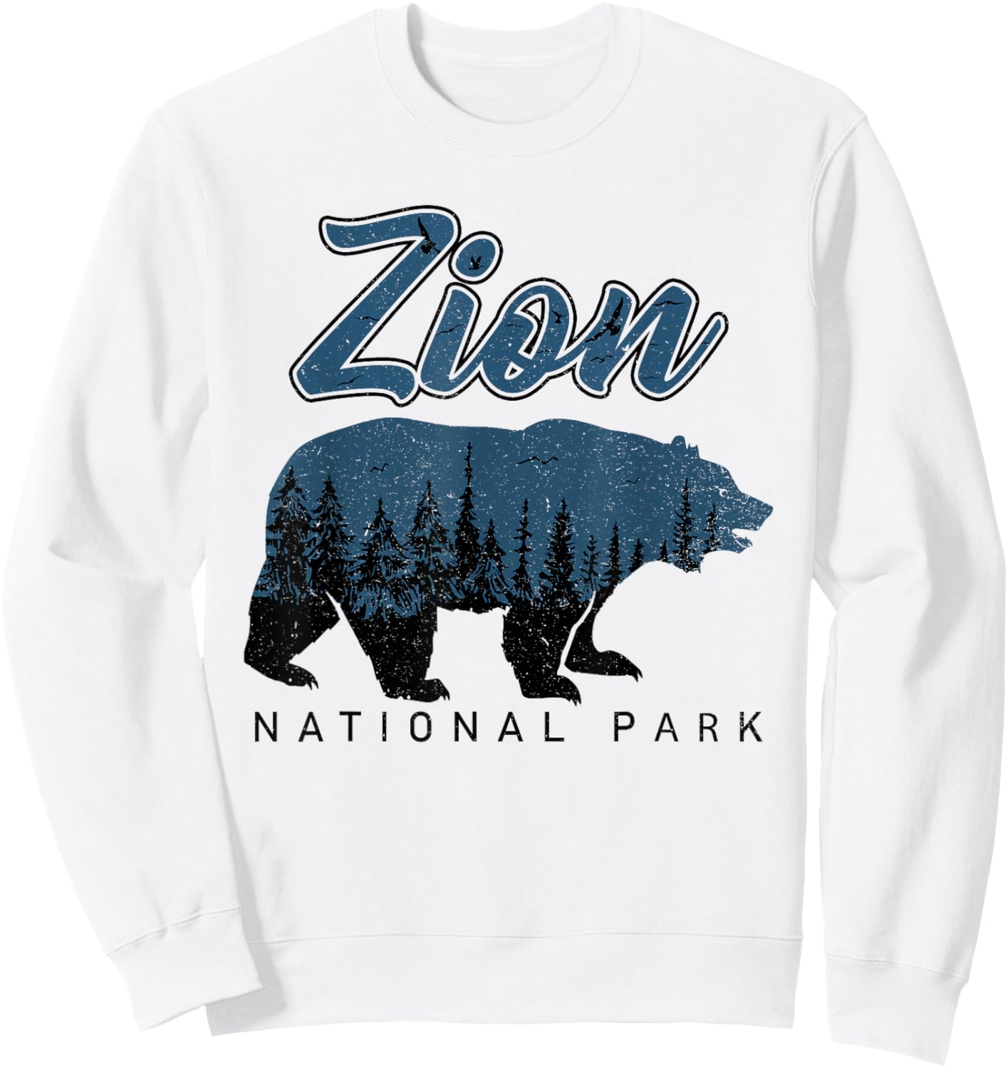 Vintage Retro Zion National Park Utah Bear Sweatshirt - Sweatshirt | White