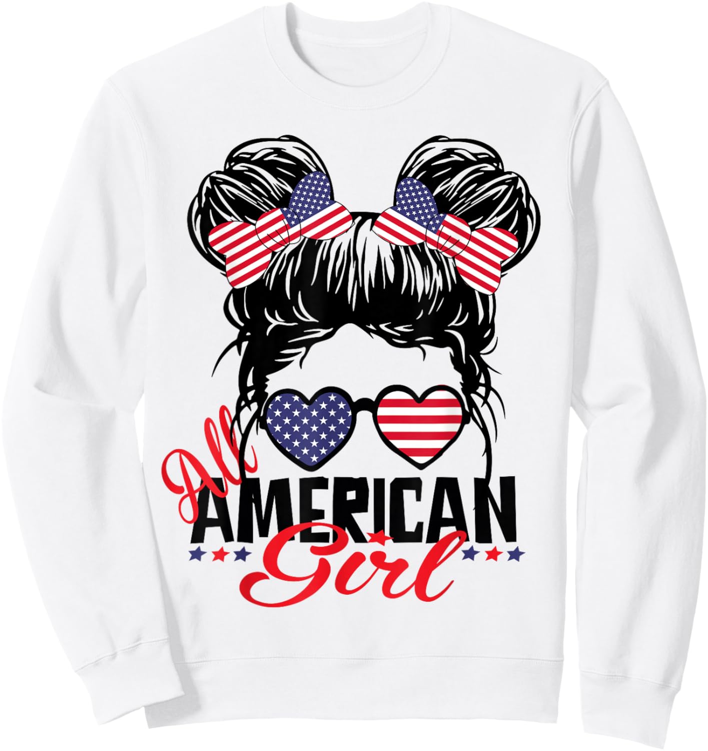 All American Girl Funny Independence 4th of July Patriotic Small Sweatshirt - Sweatshirt | White